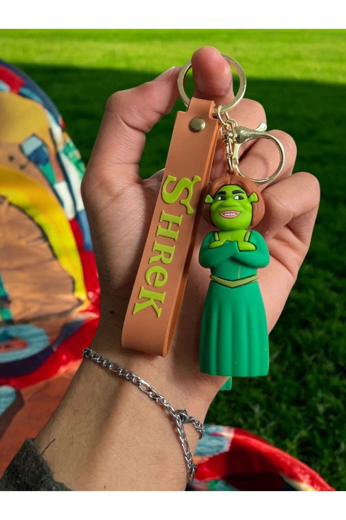 TAYEM Shrek Prenses Fion Lüks Büyük Boy Silikonlu 3D Şrek Fiyona Anahtarlık ve Çanta Süsü, Aksesuarı