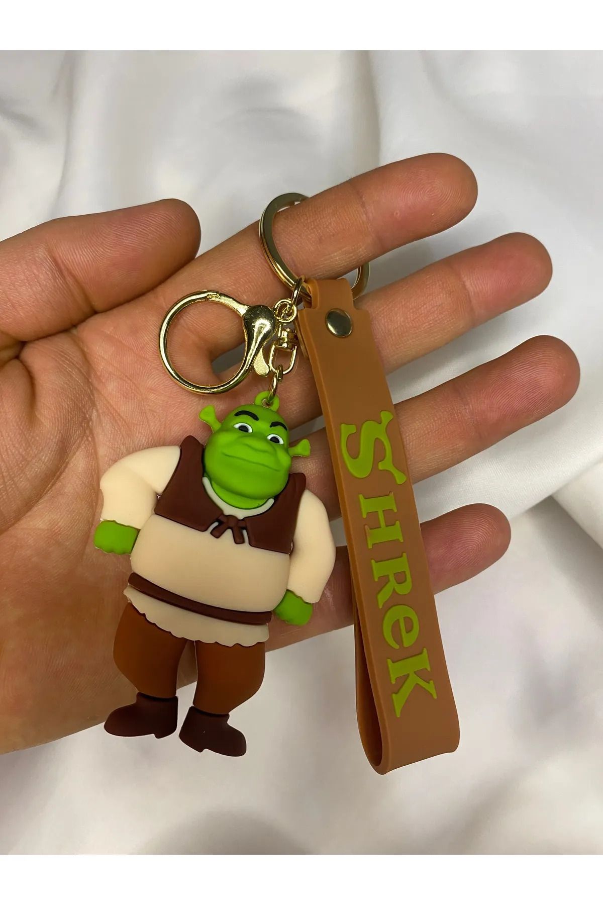TAYEM Shrek Lüks Büyük Boy Silikonlu 3D Şrek Anahtarlık ve Çanta Süsü, Aksesuarı