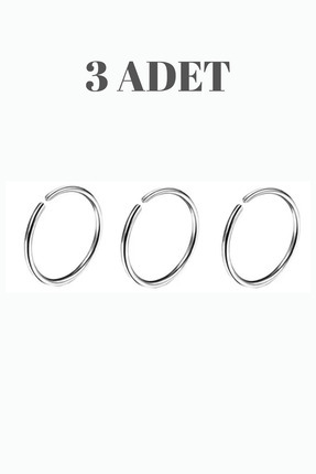 Blisse Piercing 3'lü Cerrahi Çelik İnce Tel Hızma Halka Seti | 0.8mm Burun Pi...