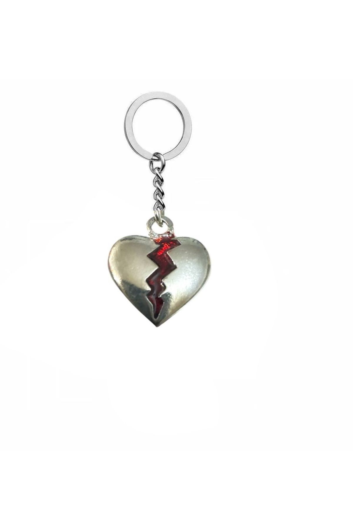 Herşey Nota Broken Heart Kırmızı Kalp Unisex Anahtarlık – Aşkın Kırık Parçası Yanında