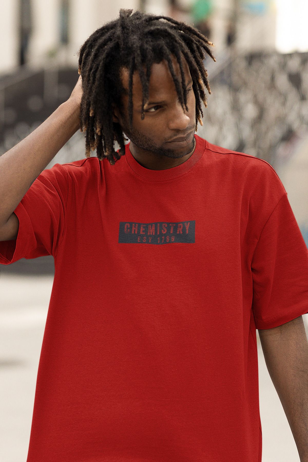 Uniquetex NUBENSE / KİMAS-22 - Oversize Unisex Kimya Baskılı Bordo Bisiklet Yaka T-shirt (Bilim Tişört)