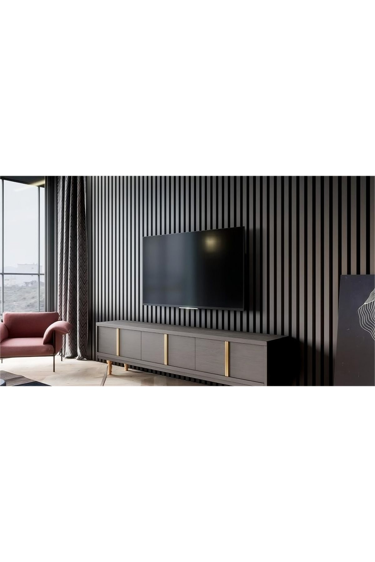 Lambiri Koyu Gri Çift Renk (1 Koli 22 Adet 12x280cm) Ev,Ofis,Tv arkası PVC Dekoratif Lambiri Duvar Paneli