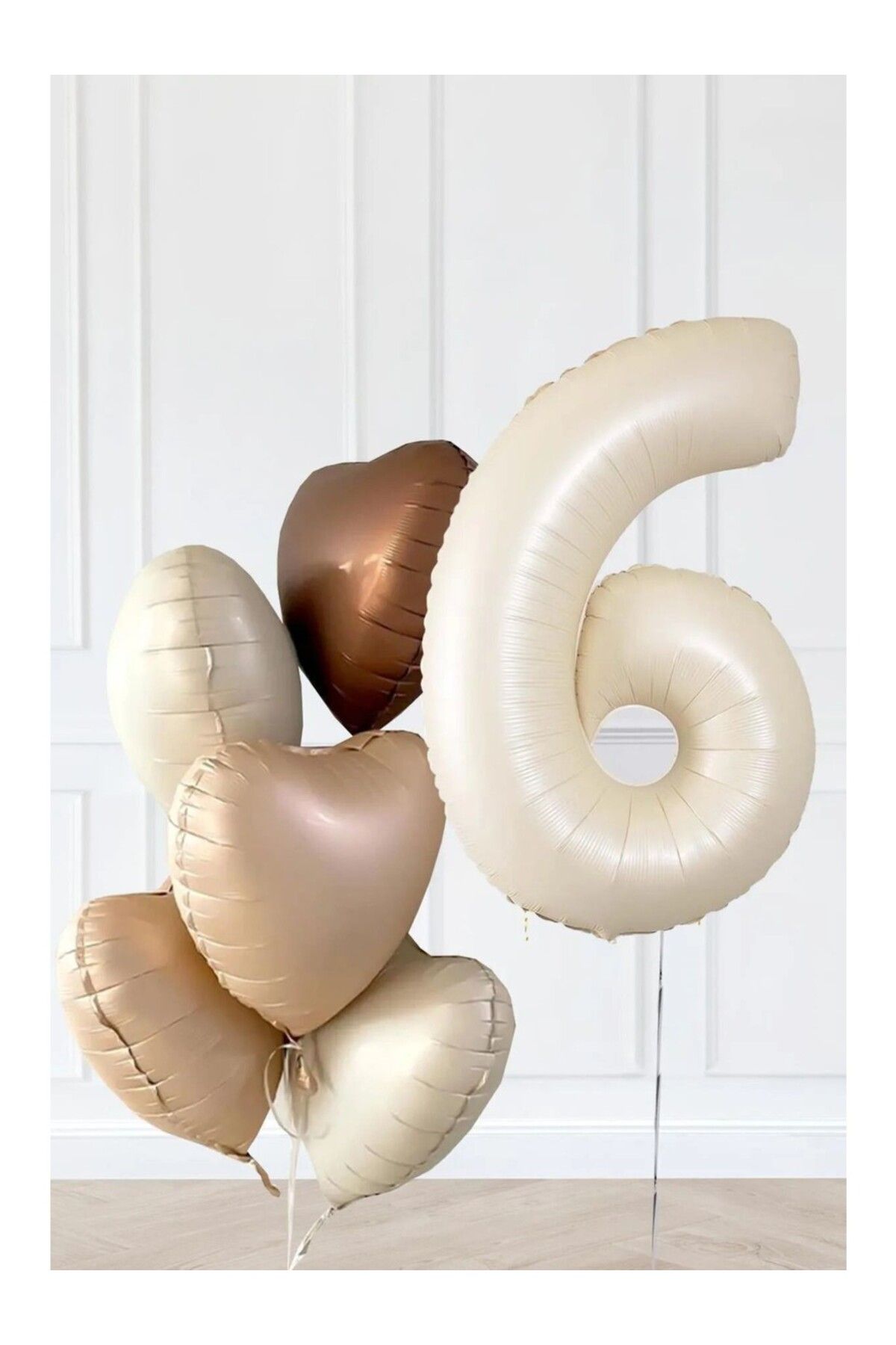 Papatya Party Yaş Temalı Retro Bej Yaş Balonlu Latte Bej Kahve Kalpli Retro Doğum Günü Yaş Balon Set