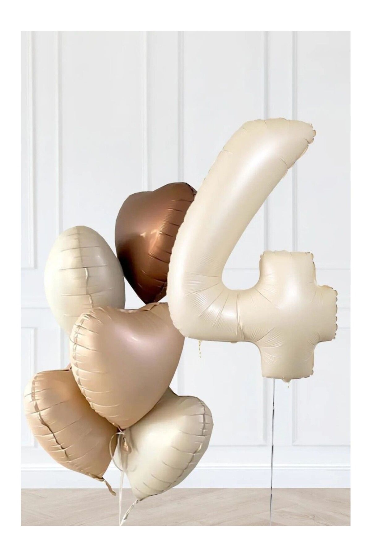 Papatya Party Yaş Temalı Retro Bej Yaş Balonlu Latte Bej Kahve Kalpli Retro Doğum Günü Yaş Balon Set