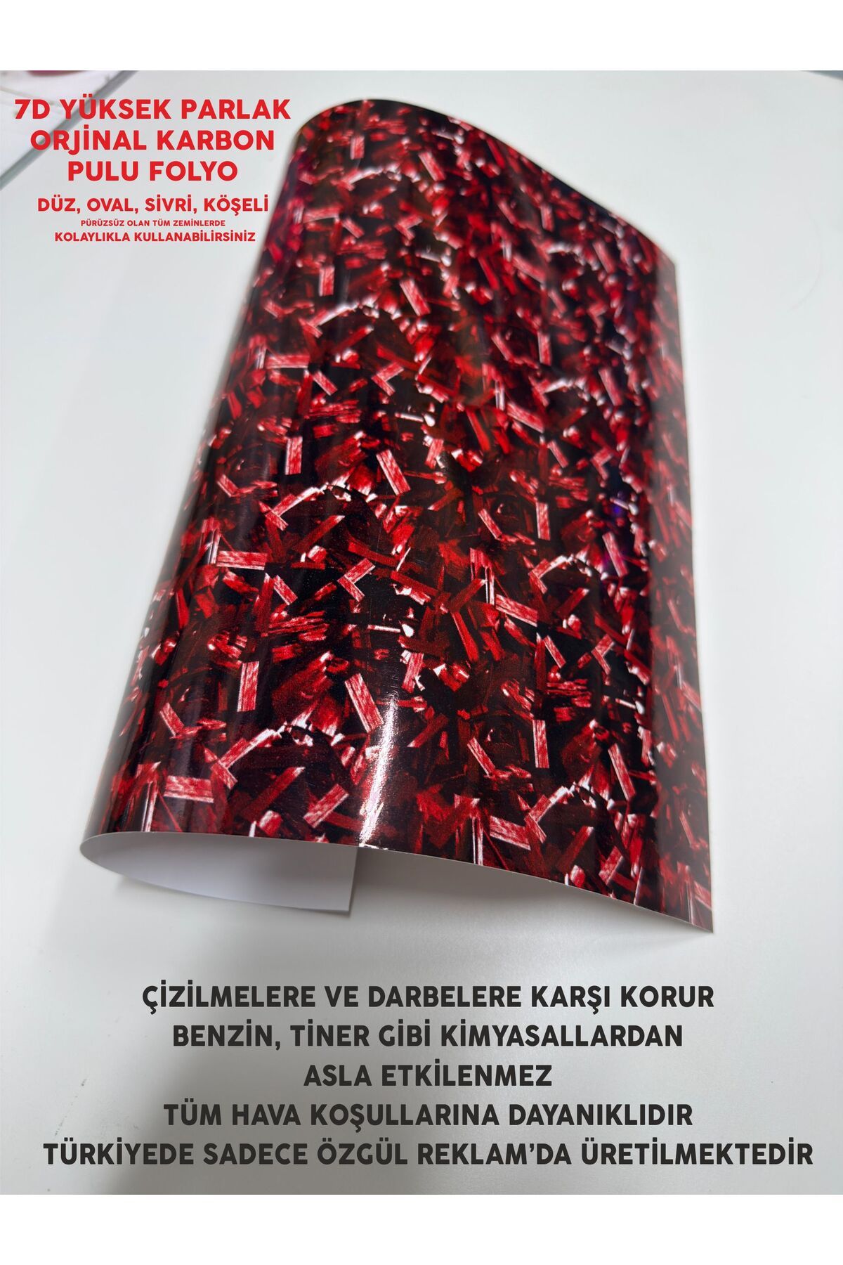 ÖZGÜL REKLAM Yüksek Parlak Orijinal Karbon Fiber Folyo / 7D Karbon Fiber Folyo / Karbon Pulu Folyo 50x25 CM