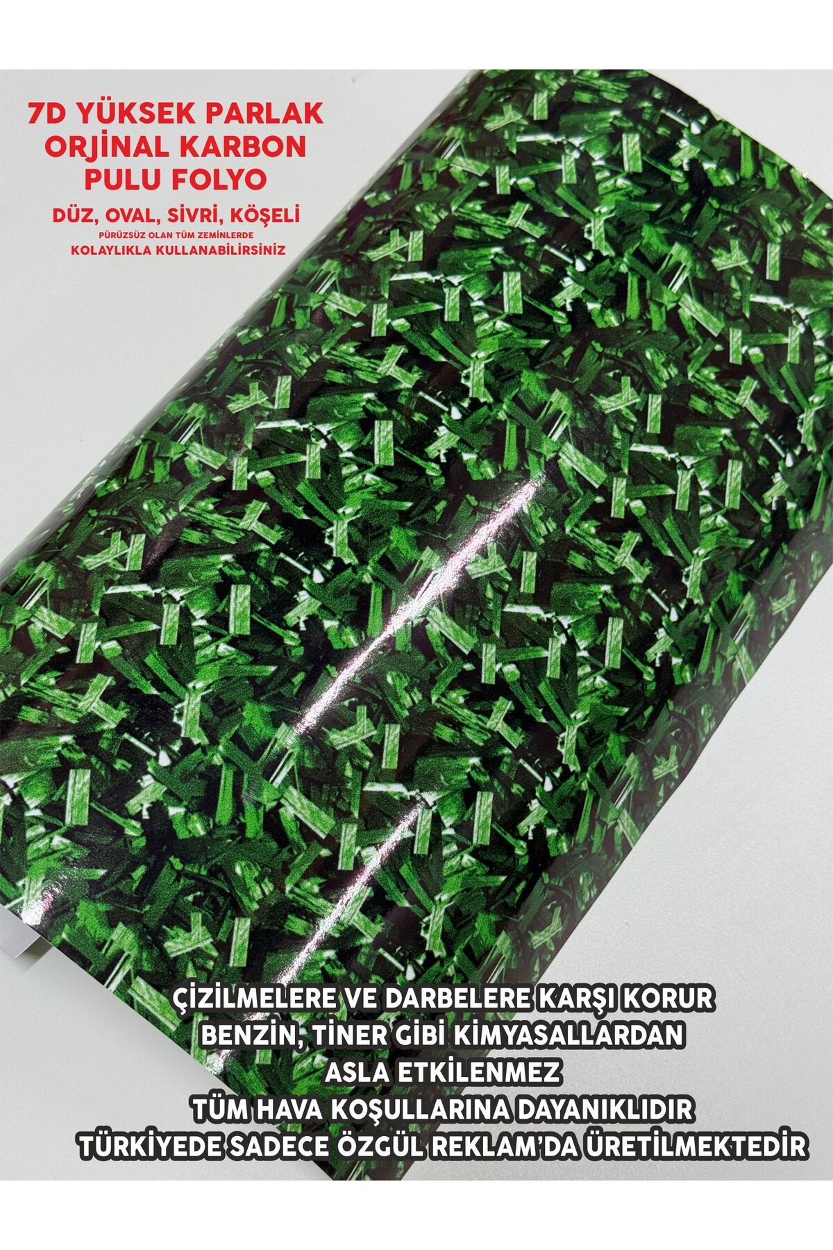 ÖZGÜL REKLAM Yüksek Parlak Orijinal Karbon Fiber Folyo / 7D Karbon Fiber Folyo / Karbon Pulu Folyo 50x25 CM