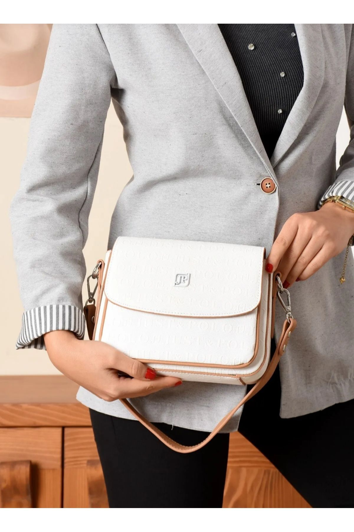 çkn sedat çakan çanta & fular & aksesuar 3 compartment lid model women shoulder bag