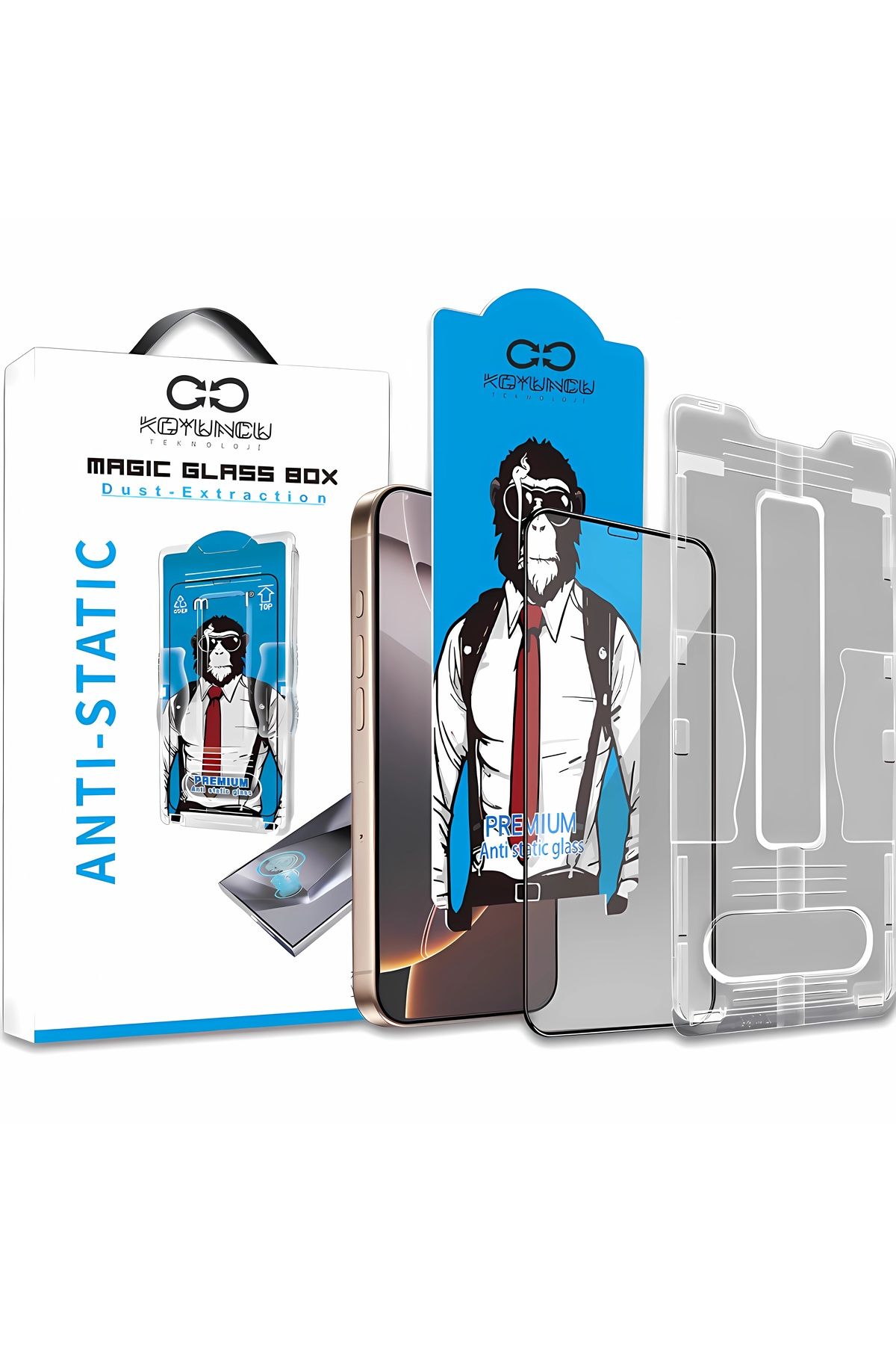 Magic Glass Box Samsung Galaxy A05 Anti Static Uygulama Aparatlı Şeffaf Cam Ekran Koruyucu