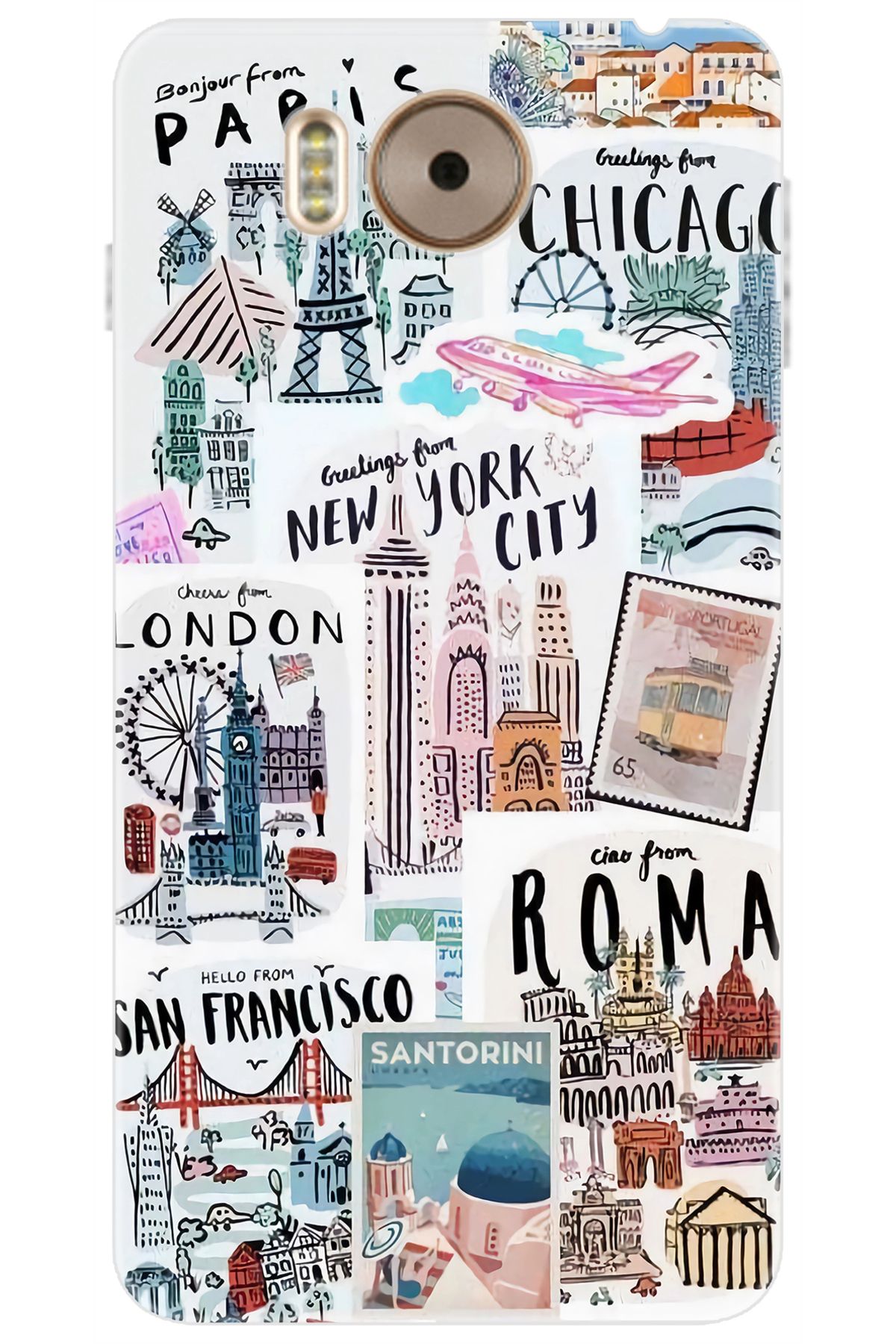 Ceppare Vestel Venüs V3 5580 Uyumlu Kılıf Desen Baskılı Silikon Newyork Roma London STK:624 CP-8uEk71g