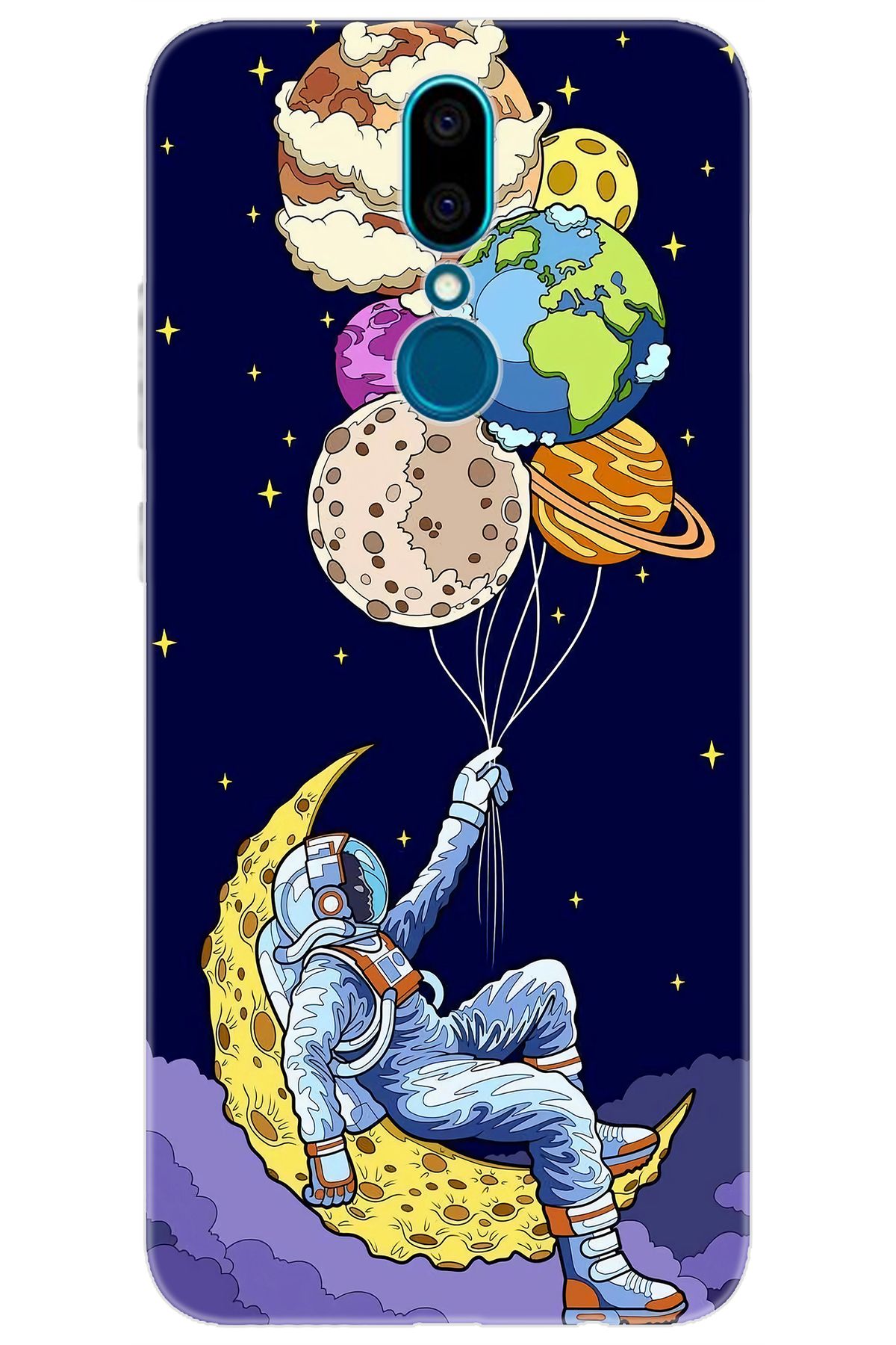 Ceppare Vestel Venüs V7 Uyumlu Kılıf Desen Baskılı Silikon Astronot STK:729 CP-gycoVHv