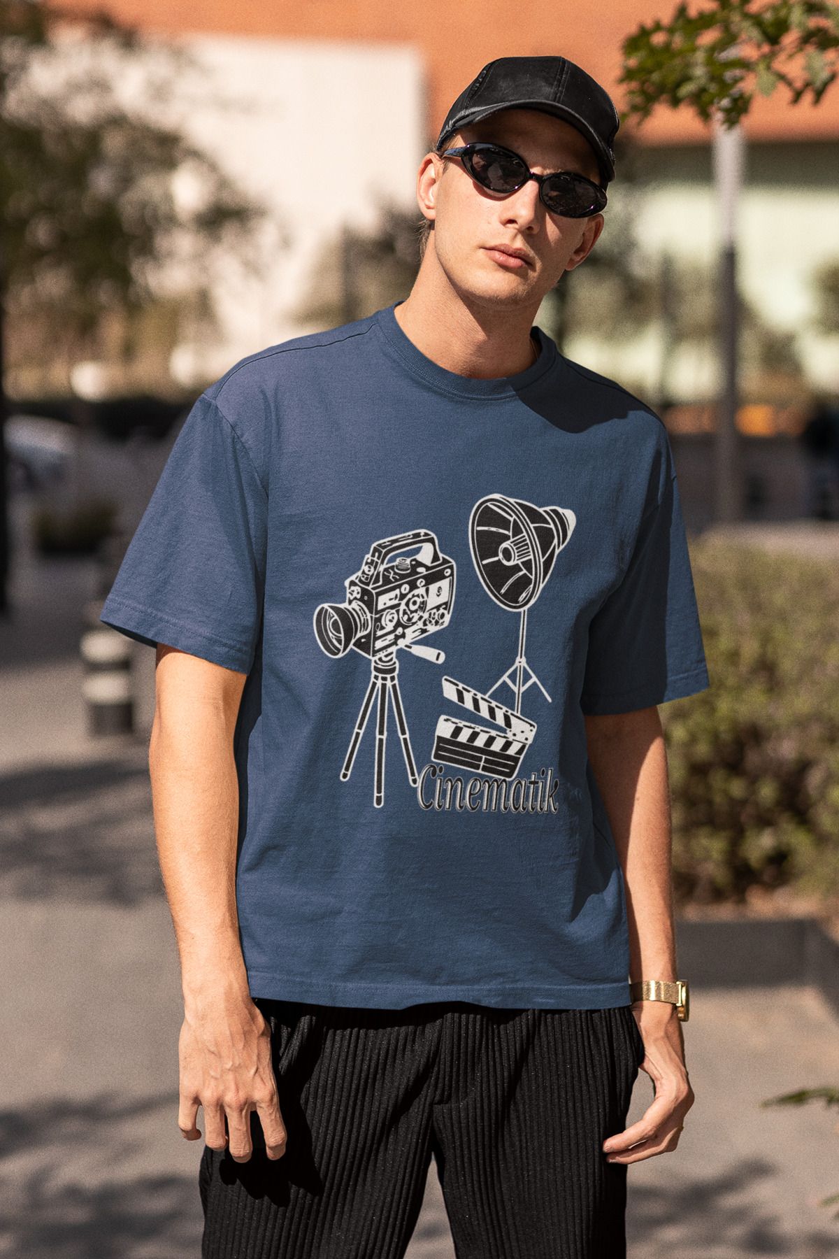 Uniquetex NUBEN / SİNFE-20 - Oversize Unisex Sinematik Baskılı Füme Bisiklet Yaka T-shirt (Tasarım Tişört)