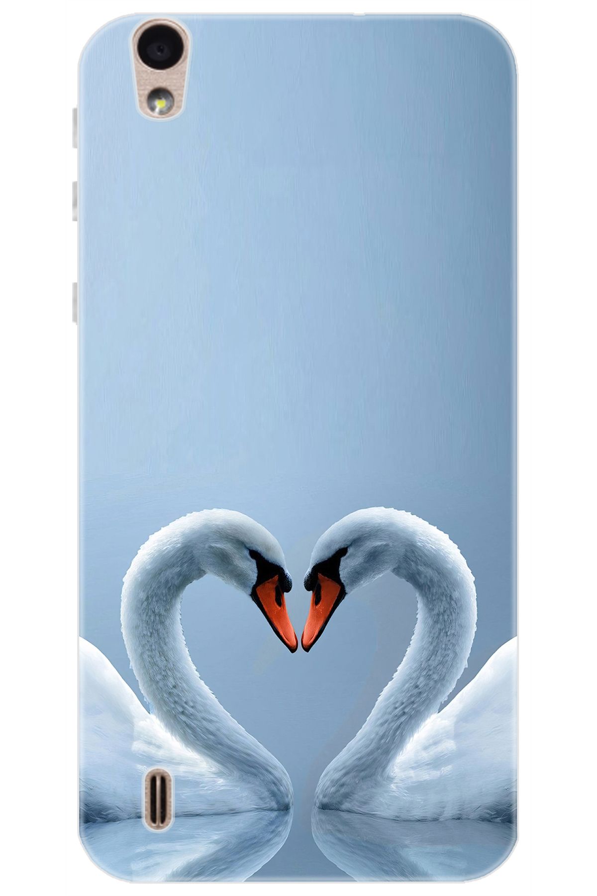 Ceppare Vestel Venüs 5000 Uyumlu Kılıf Desen Baskılı Silikon Kuğ ve Kalp STK:305 CP-1aVfFWp
