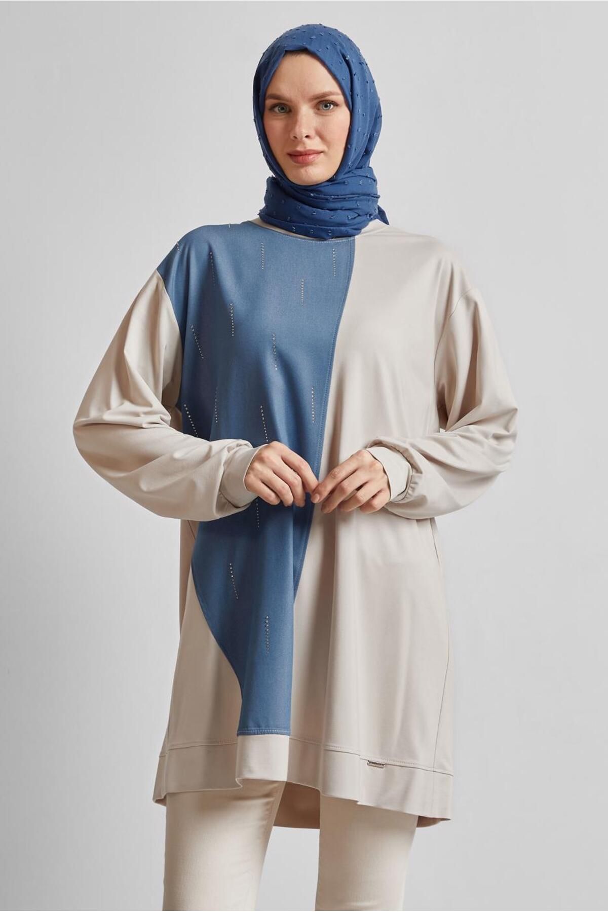 Alvina İKİ RENKLİ TAŞLI TUNİK 45540