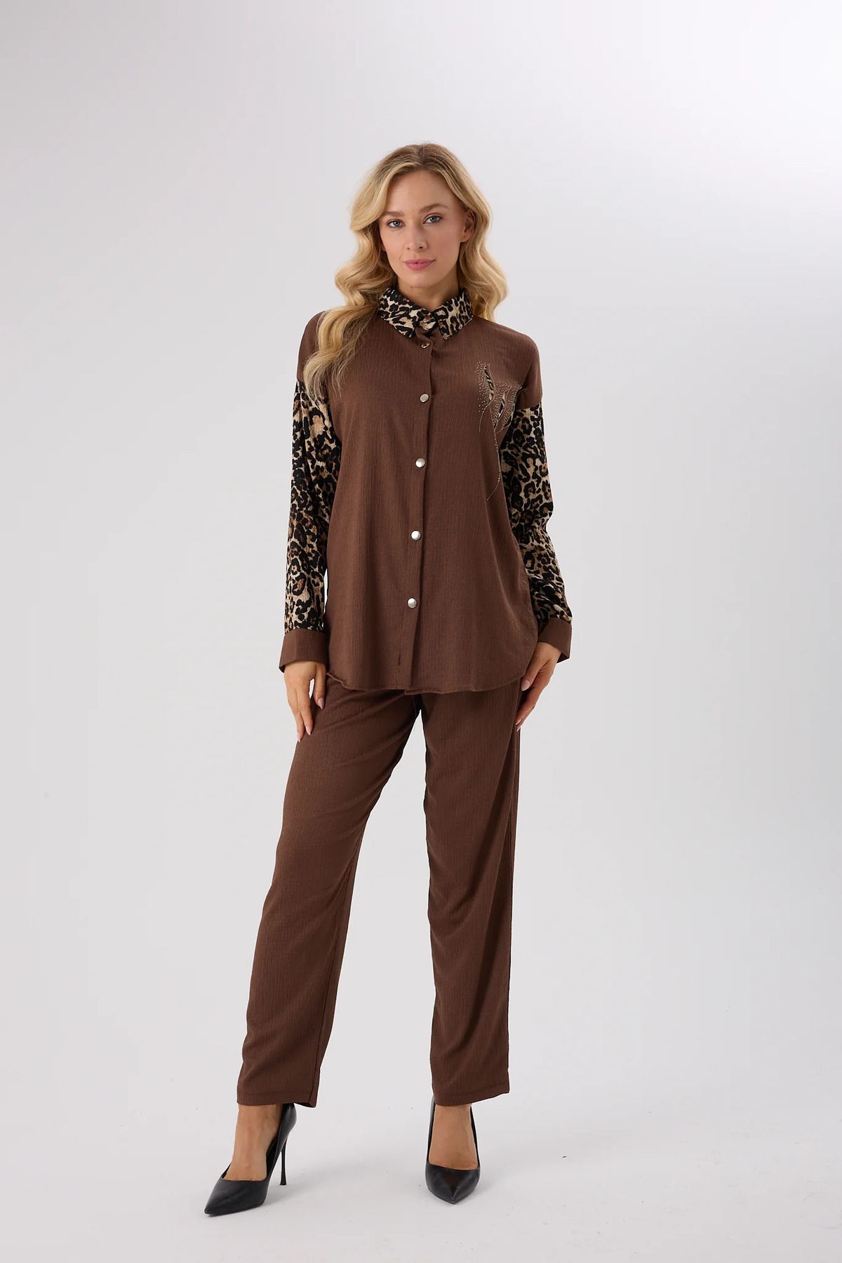 sernoy lomera SL4633-Leopar Garnili Taşlı Alt Üst İkili Takım