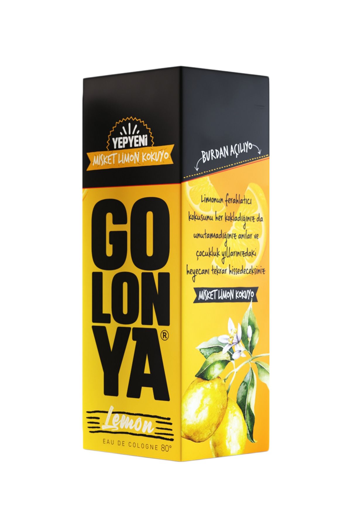 Golonya Lemon 250 ML Cam Şişe Limon Kokulu Kolonya 12 Adet (1 Koli)