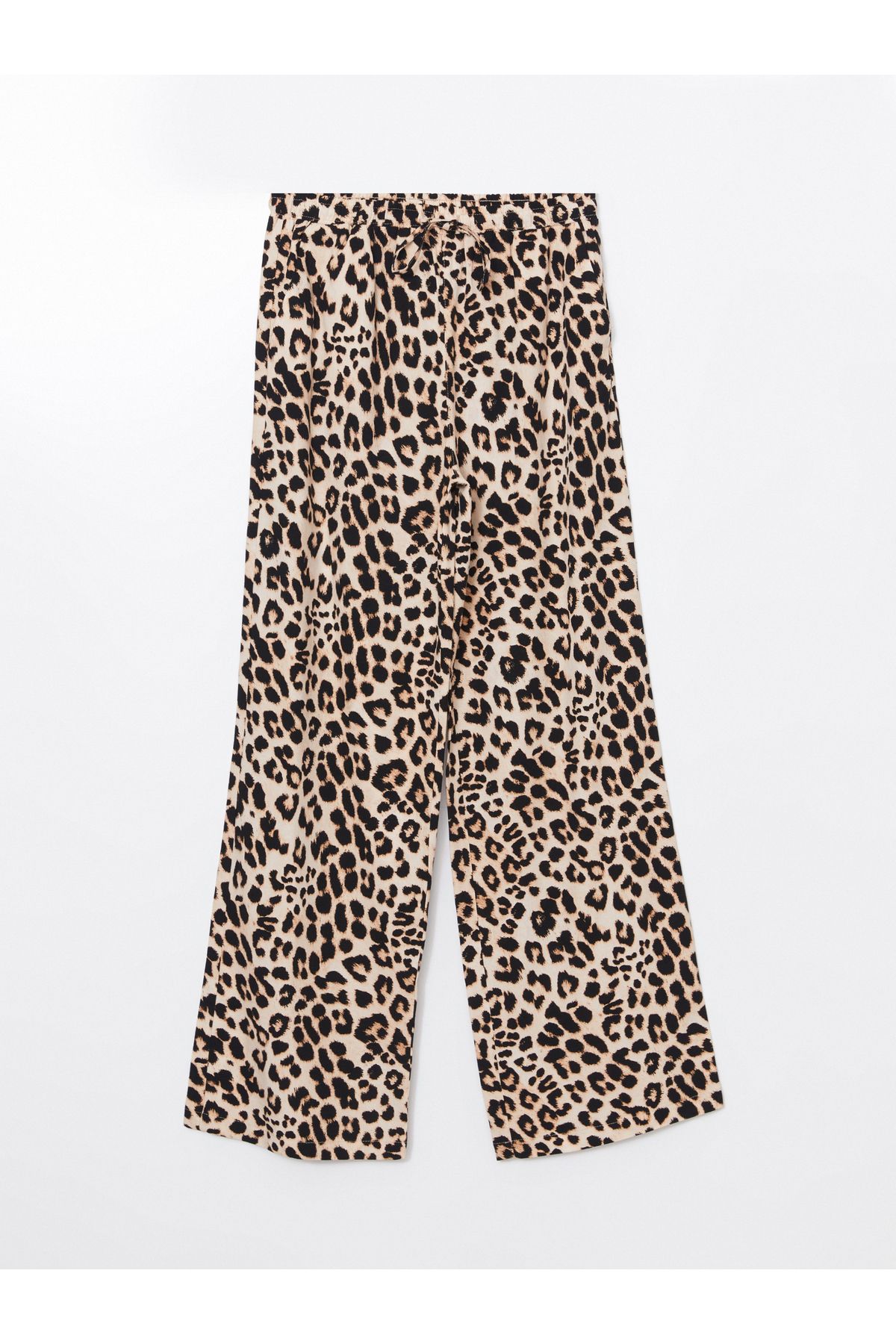 LC Waikiki-Elastic Waist Leopard Patterned Linen Blended Women's Trousers 5