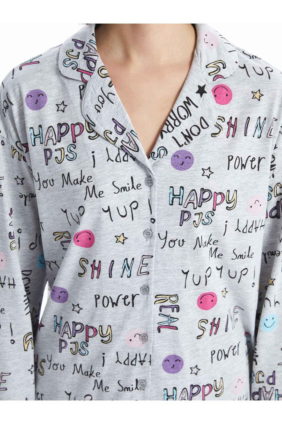 LC Waikiki-Shirt Collar Patterned Women's Pajamas Set 3