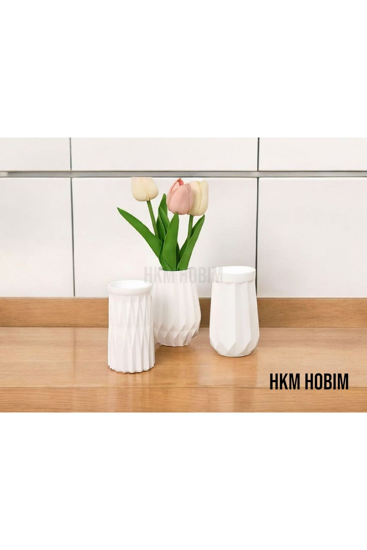 HKM Hobim 3’lü 10 CM Vazo Seti | Modern Tasarım | Dekoratif Masa ve Sehpa Aksesuarı | Dekor