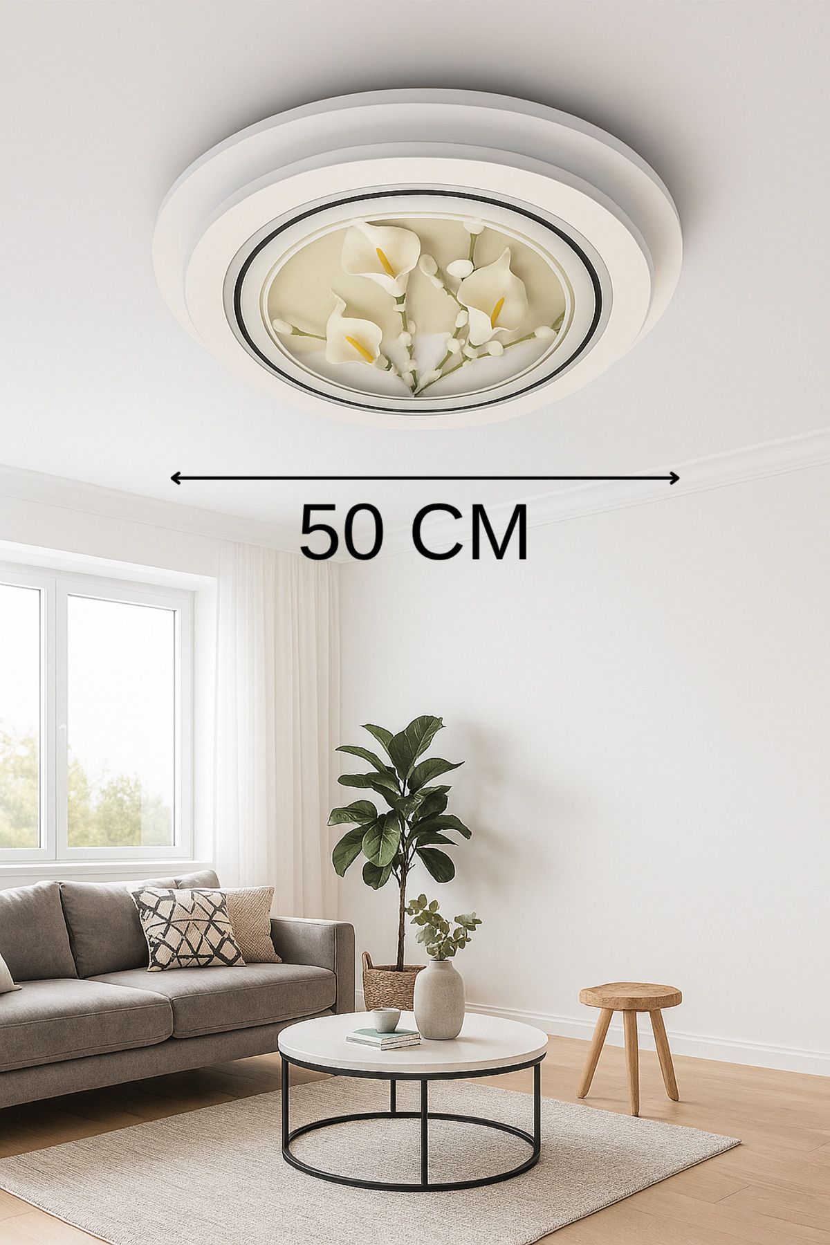 AILEEN 3 Renkli LED Tavan Avizesi - Dekoratif Çiçek Desenli Modern Salon ve Oturma Odası Aydınlatması