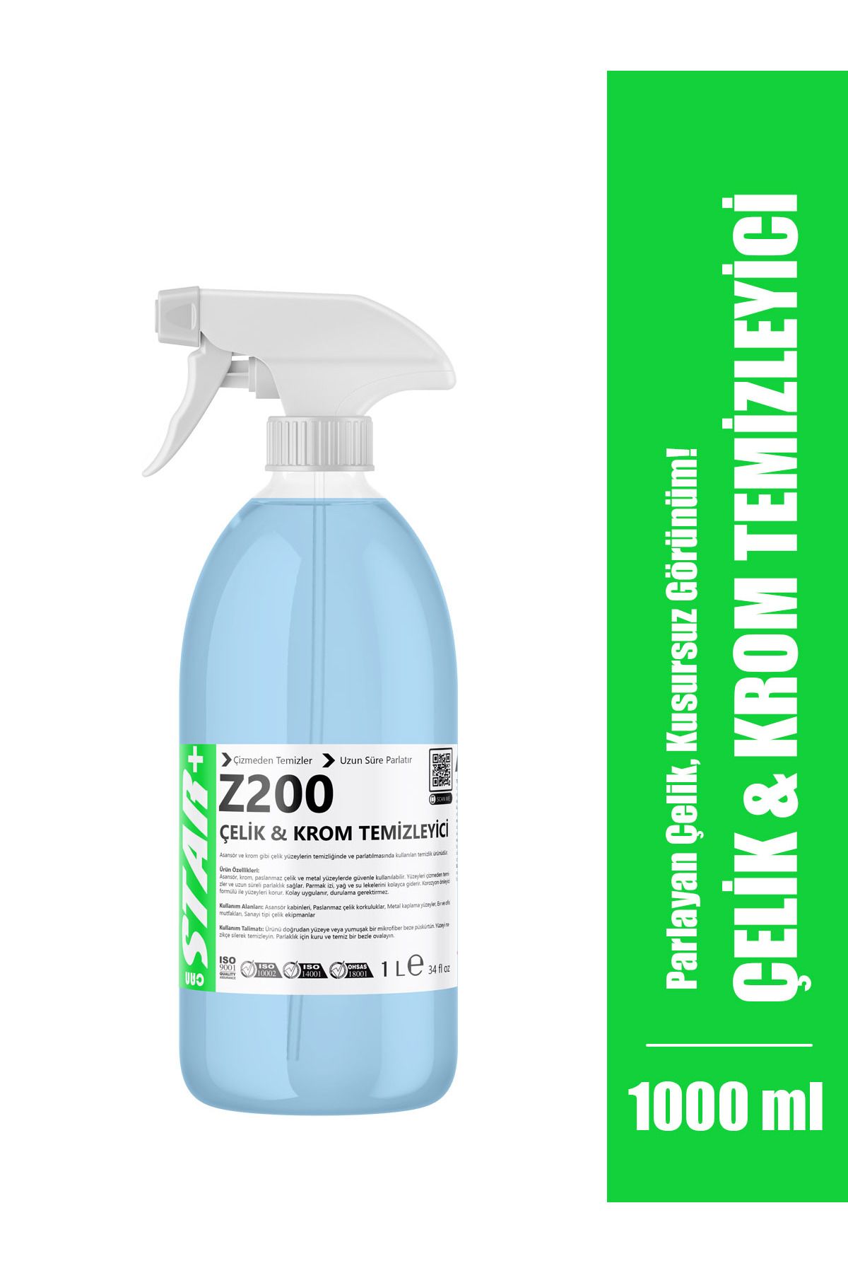 Can Star Paslanmaz Çelik ve Krom Yüzey Temizleyici – Yağ ve 1000 ml
