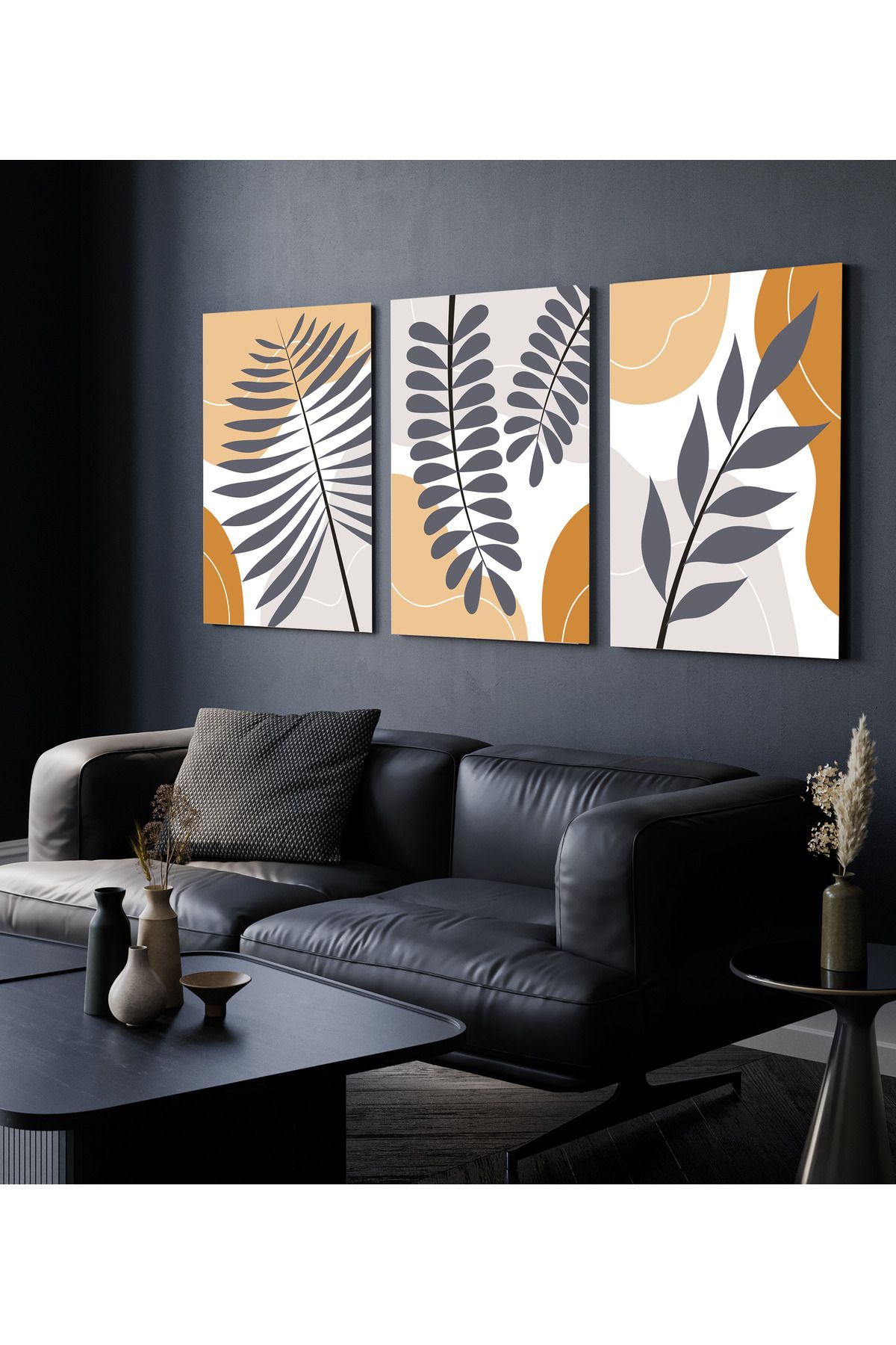 Hagen Duvar Tablosu Çerçeve Görünümlü Mutfak Tabloları Modern Tablo Bohem Tablo 3 lü Tablo Premium Kalite