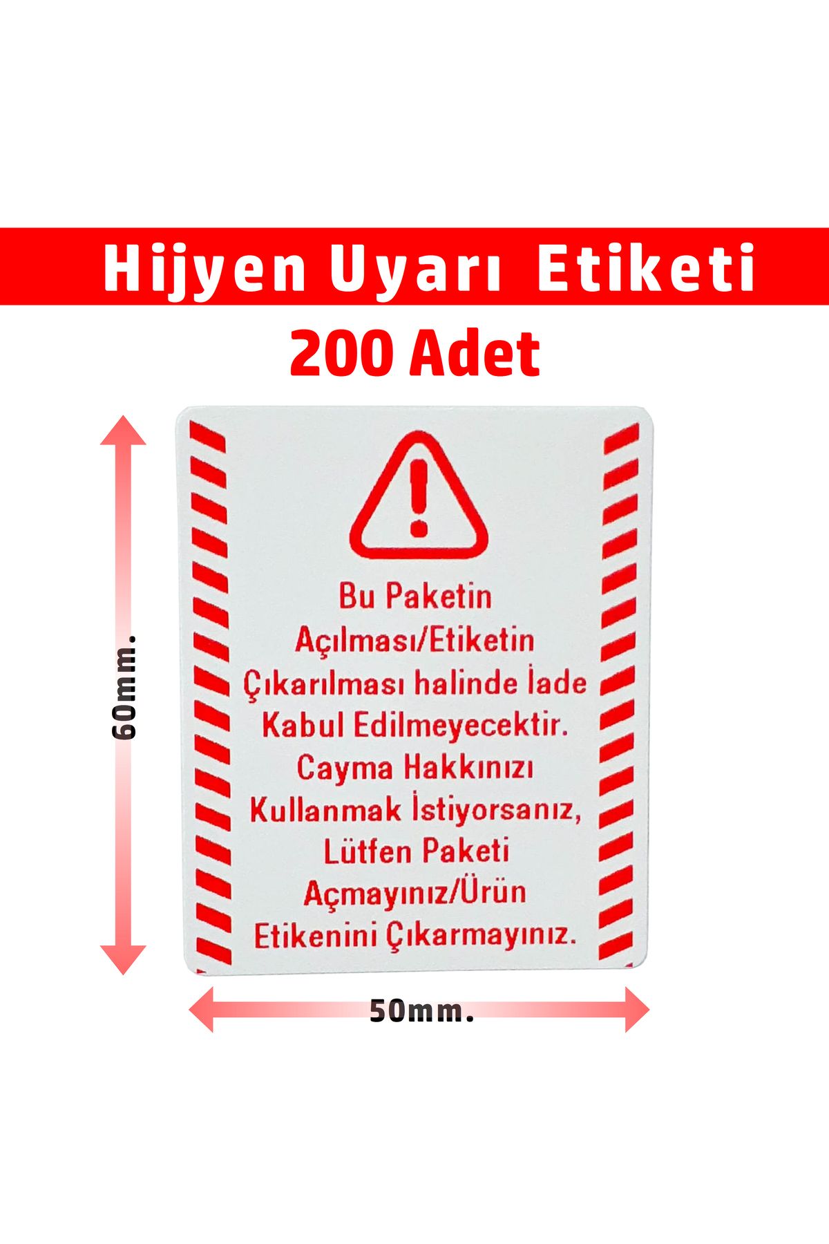 DİJİTAL BARKOD Hijyen Etiketi, Hijyen Sticker Kuşe Kağıt, Etiketi 6x5cm - 200 Adet