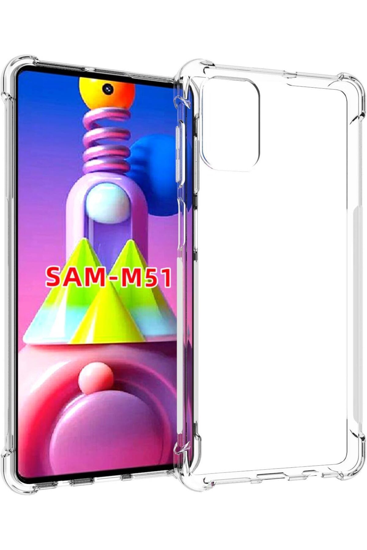 Ehr. Samsung Galaxy M51 Uyumlu Darbe Önleyici Sararmaya Dayanıklı Airbag Korumalı Ultra Slim TPU Şeffaf S