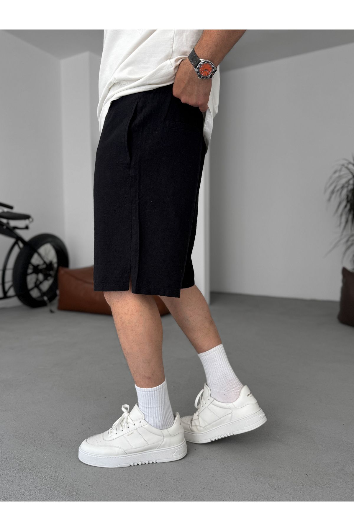 BYBASICMAN-Black Basic Textured Shorts G-5433/15 5