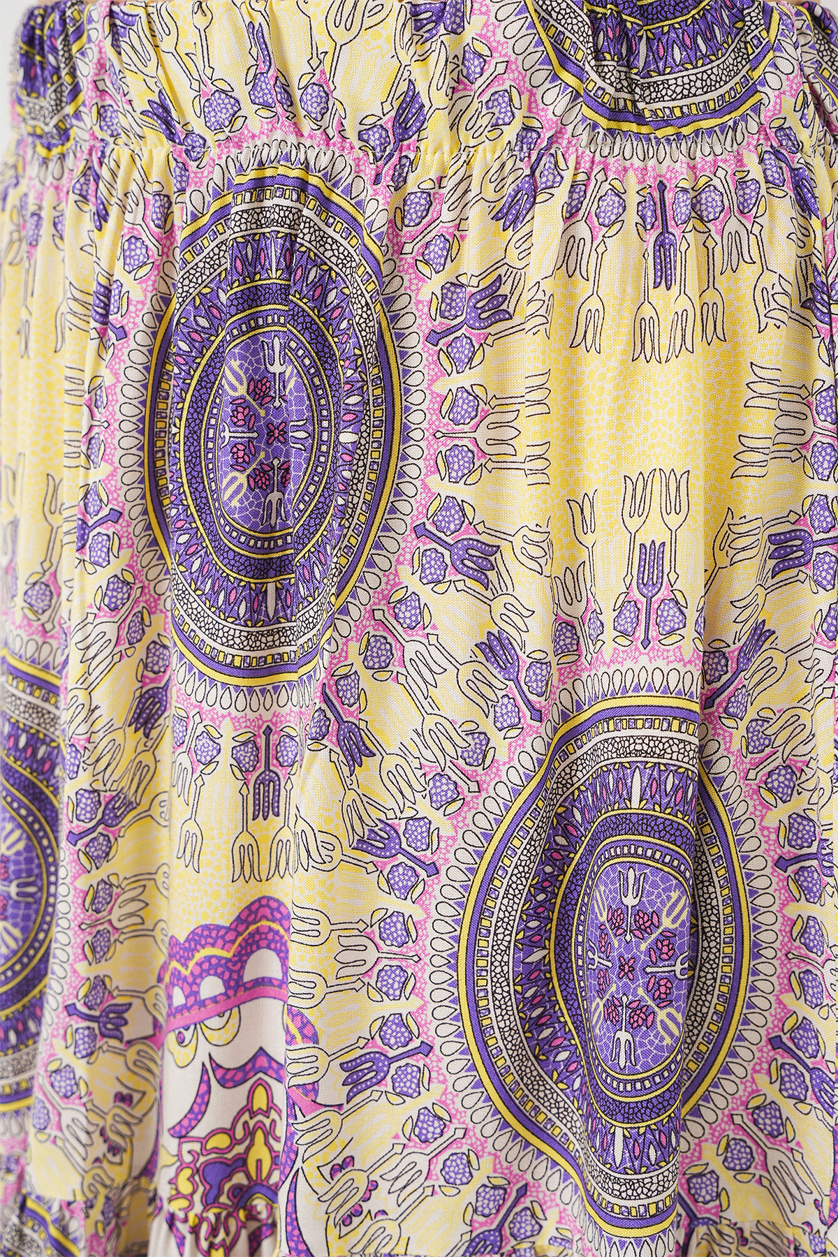 Bigdart-1898 Patterned Long Skirt - Yellow 5