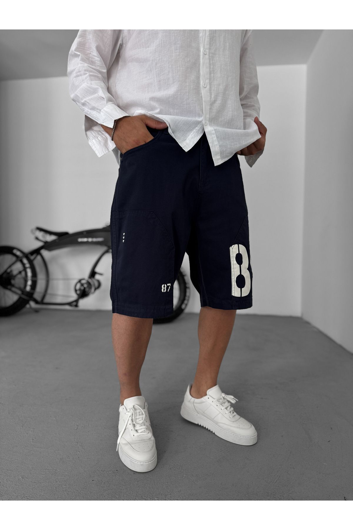 BYBASICMAN-Navy Blue 85 Printed Shorts C-2437 3