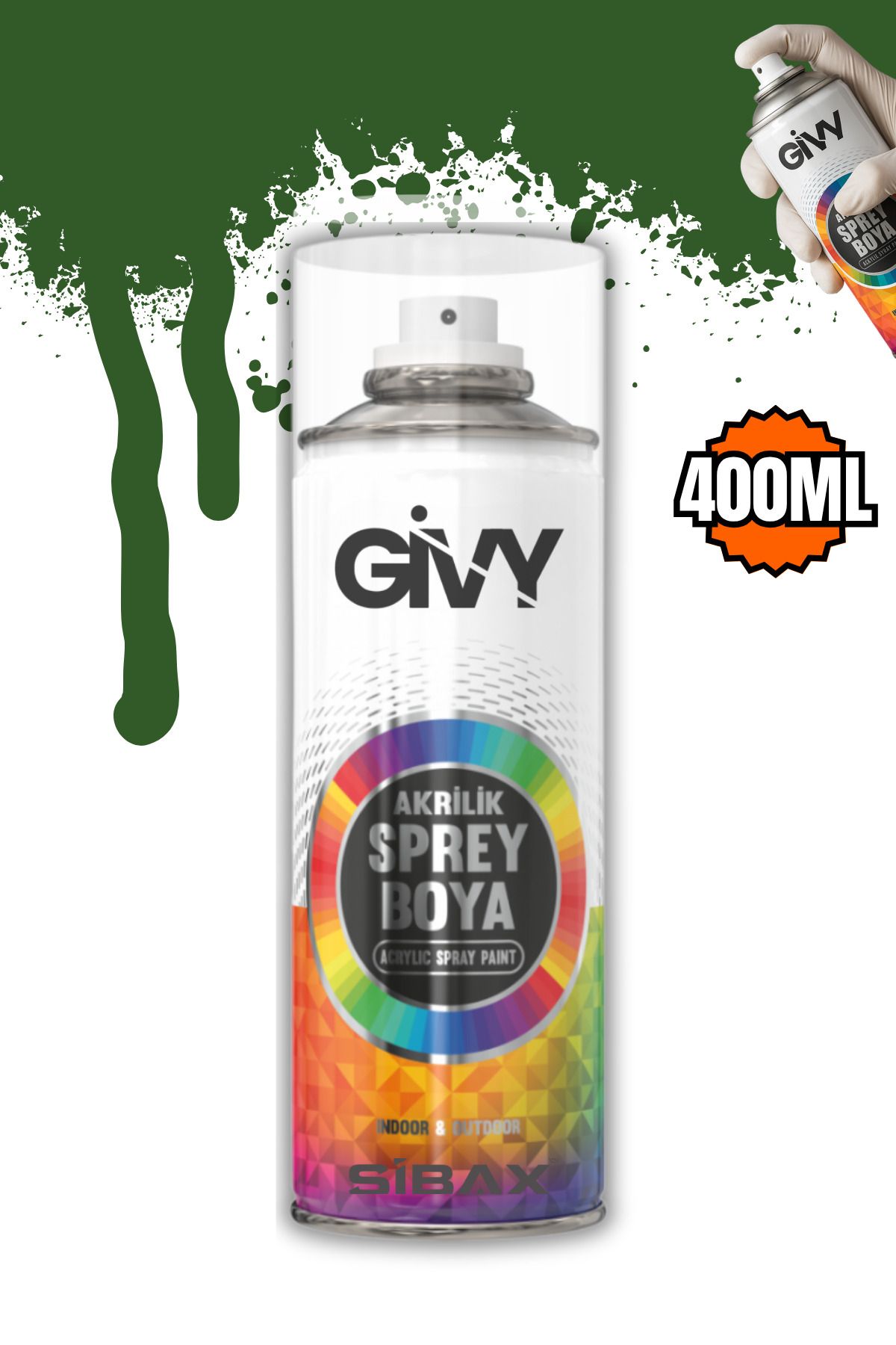 GİVY Akrilik Sprey Boya Nefti Yeşili RAL 6002 400 ml