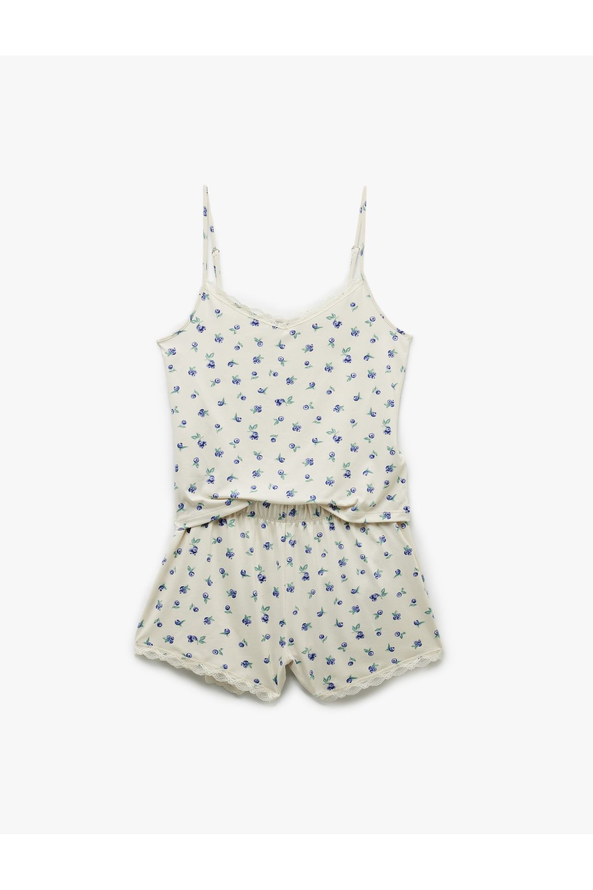 Koton Dantel Detaylı V Yaka Askılı Şortlu Pijama Takımı