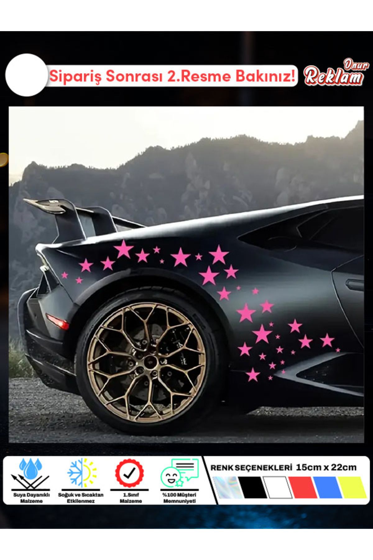 Onur Reklam Yıldız Desenli Araç Sticker Seti – Suya Dayanıklı