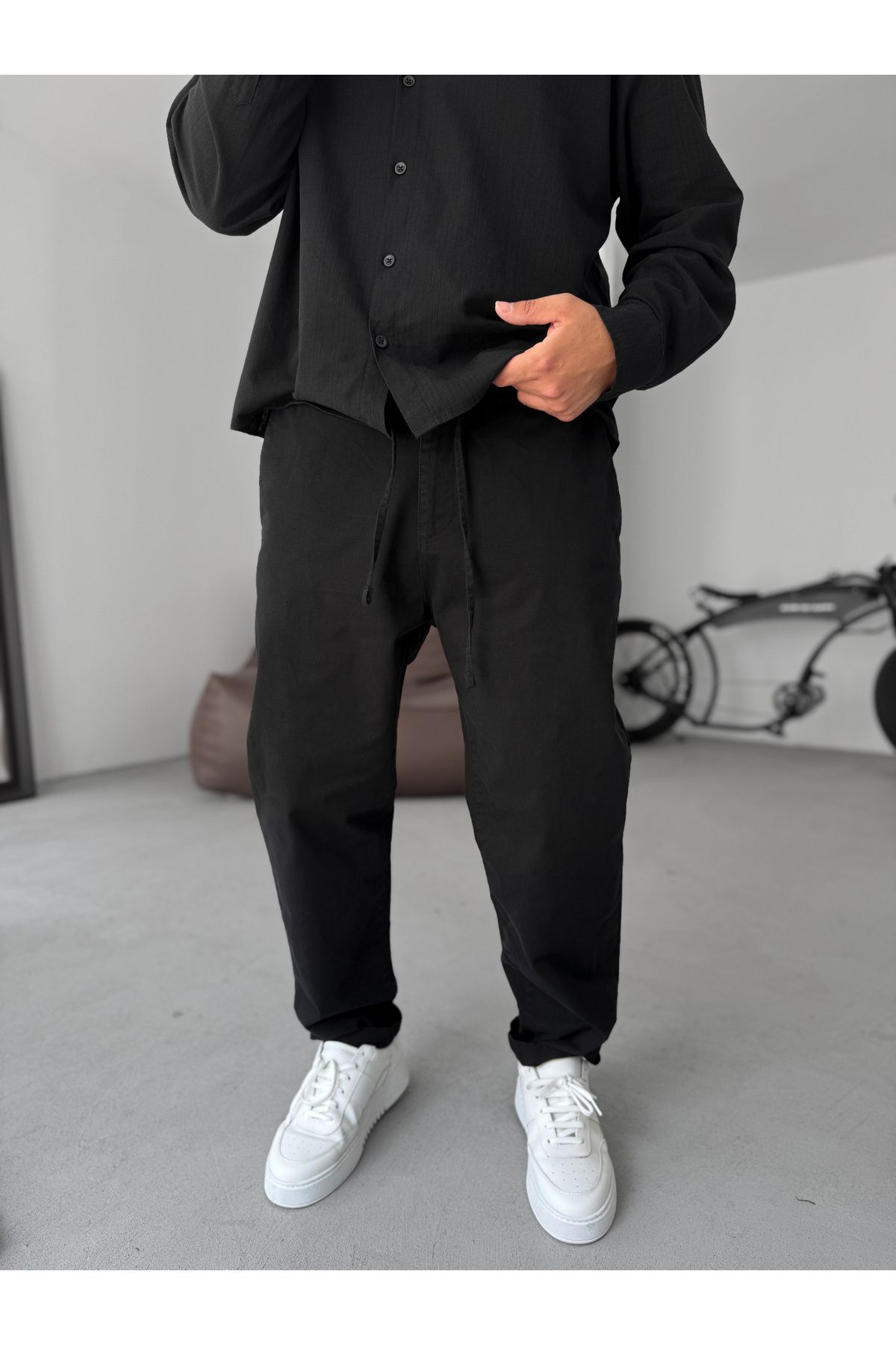 BYBASICMAN Siyah Havuç Kesim Gabardin Pantolon C-6554