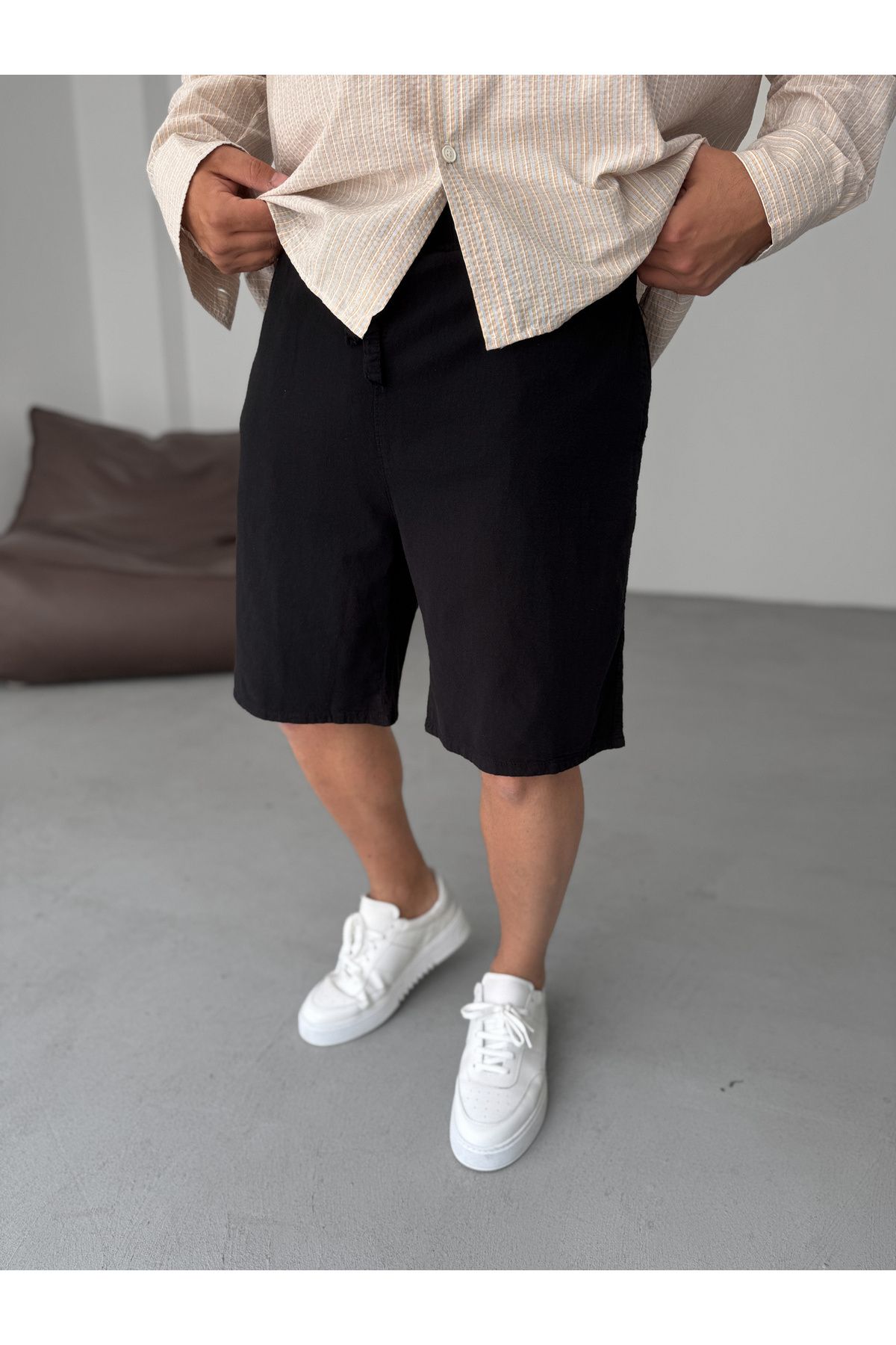 BYBASICMAN Siyah Fresh Kumaş Basic Şort YP-5003