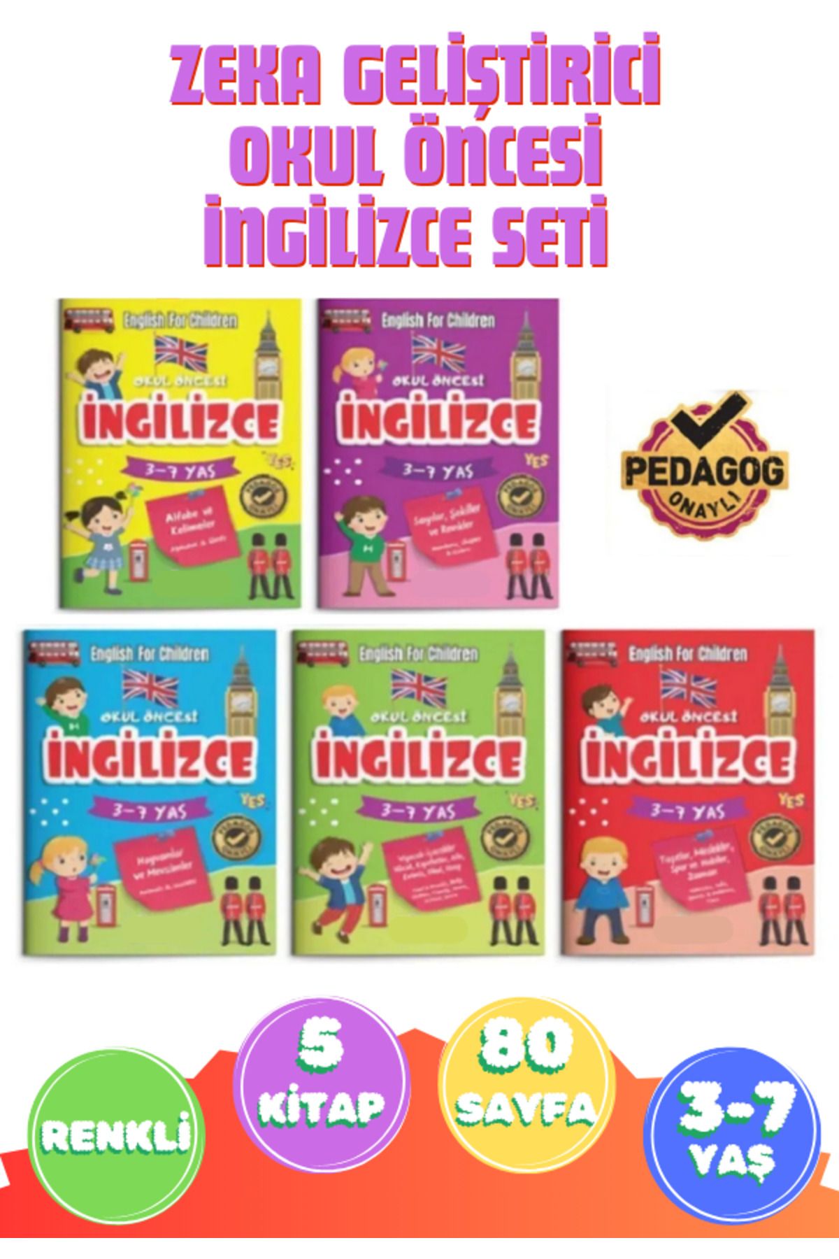 İhtiyacımVar İngilizce Etkinlik Çalışmaları 5'li Set Çocuklar Için Eğlenceli Etkinlik