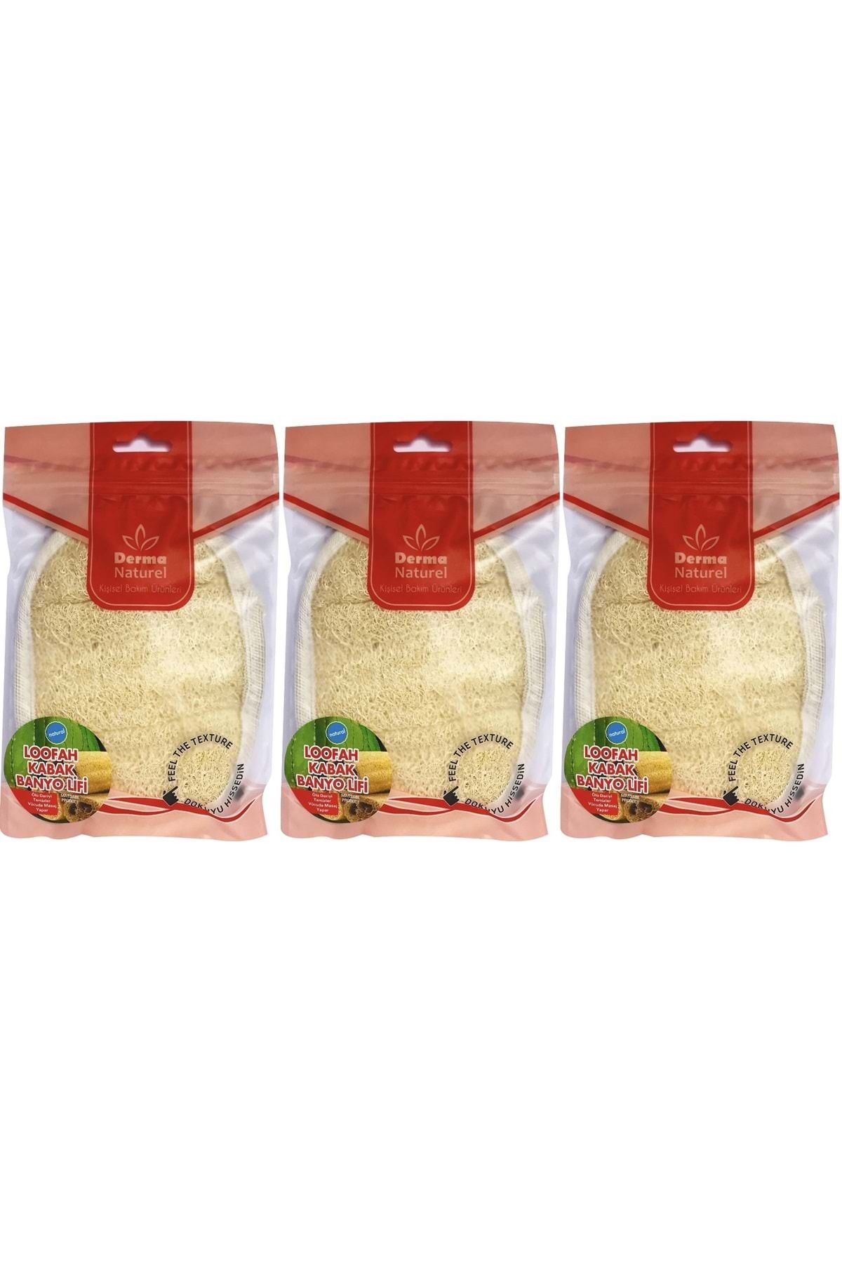 Derma Naturel Loofah Kabak Banyo ve Yüz Lifi (15*24CM) MS-10 (3 Lü Set)