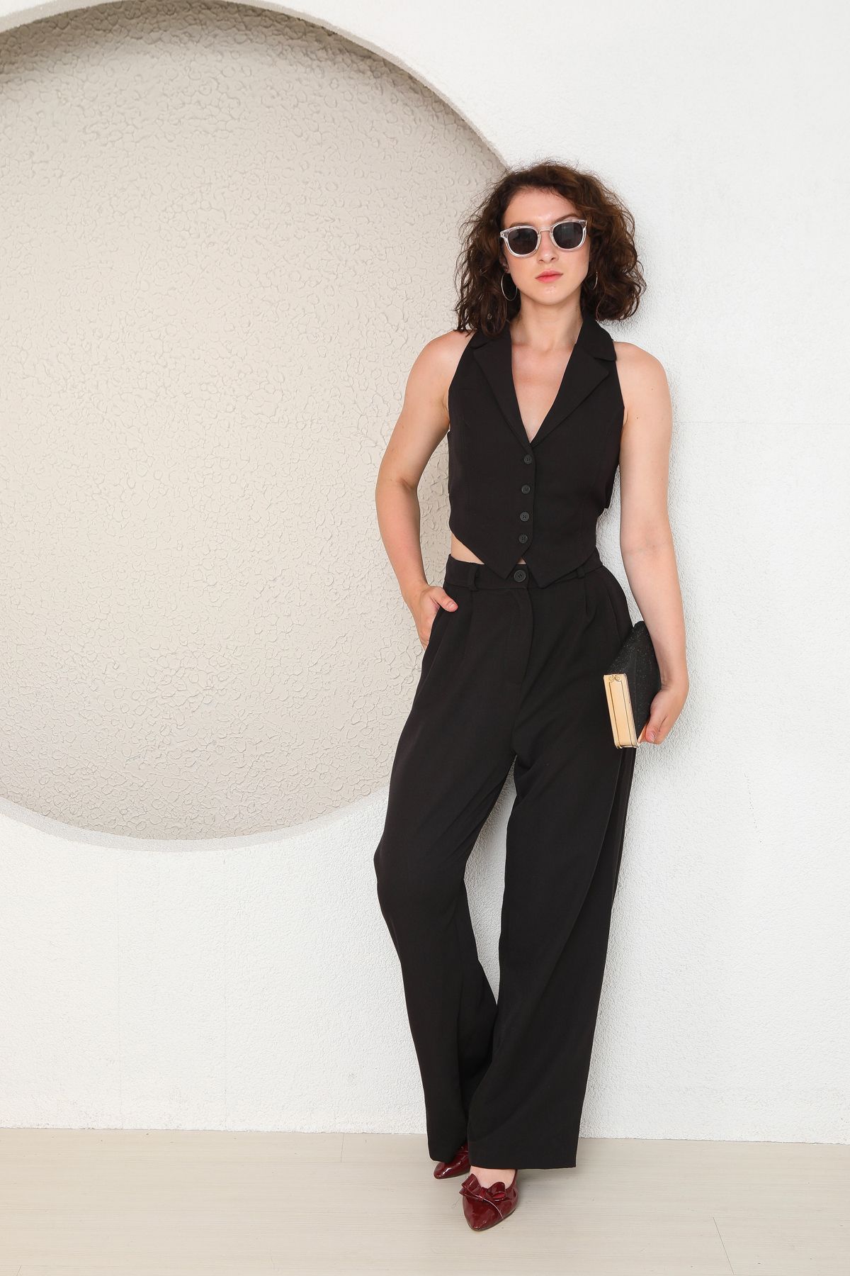 stcococix since 1990 Crop Blazer Yelekli Pantolonlu Takım