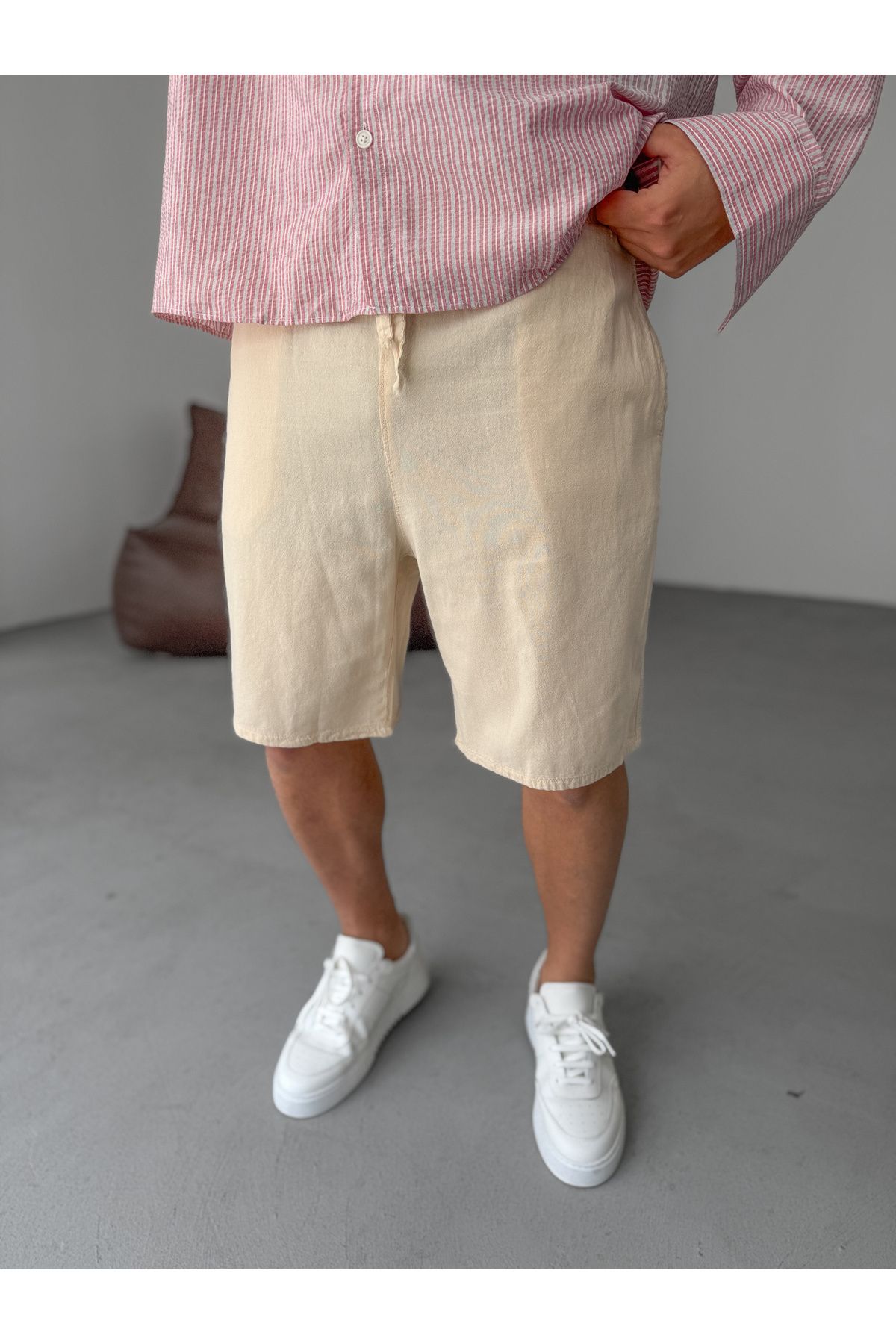 BYBASICMAN Bej Fresh Kumaş Basic Şort YP-5003