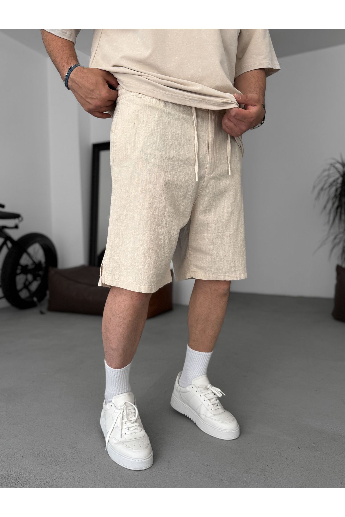 BYBASICMAN-Beige Basic Textured Shorts G-5433/15 4