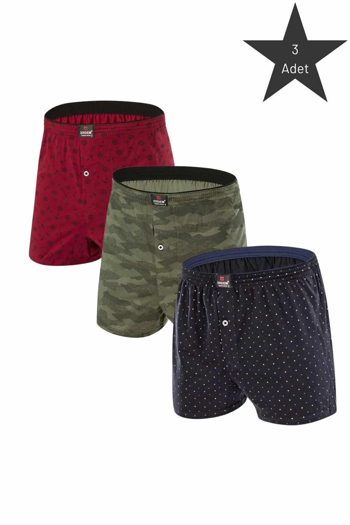 ERDEM İÇ GİYİM Erdem Karışık 3'lü Desenli Penye Boxer 1400DSN03