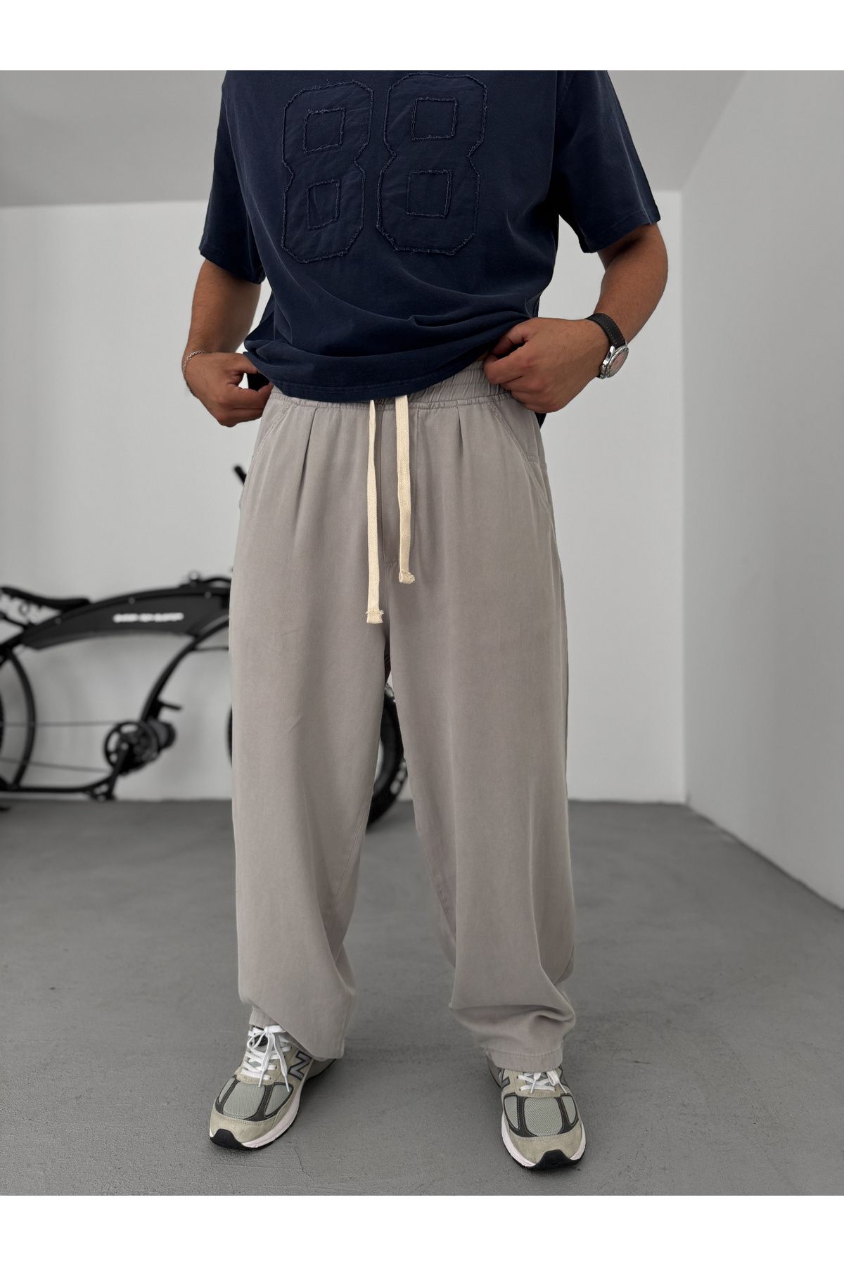 BYBASICMAN Gri Rahat Kalıp Cep Detaylı Pantolon C-6517