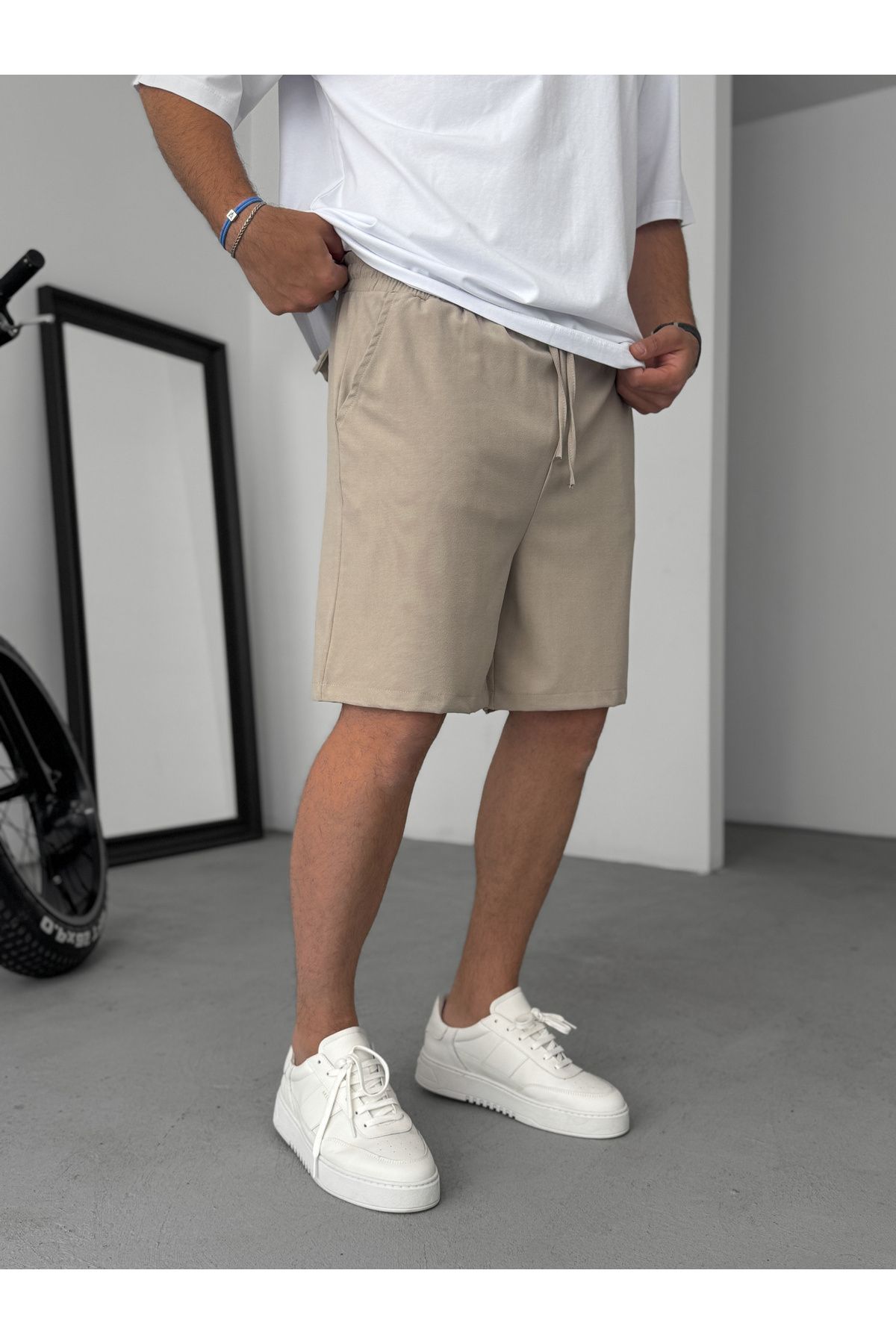 BYBASICMAN-Beige Fabric Basic Shorts Df-2098 2
