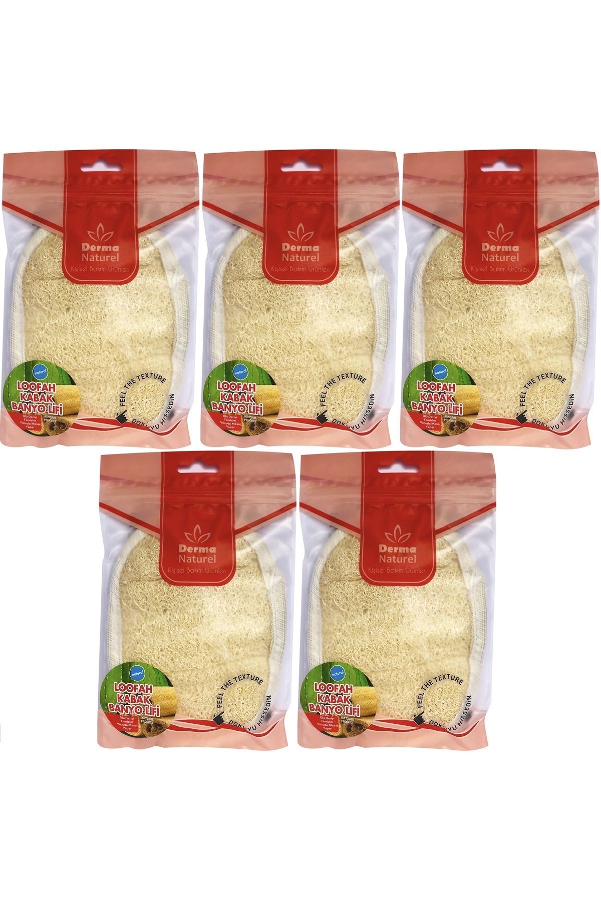 Derma Naturel Loofah Kabak Banyo ve Yüz Lifi (15*24CM) MS-10 (5 Li Set)
