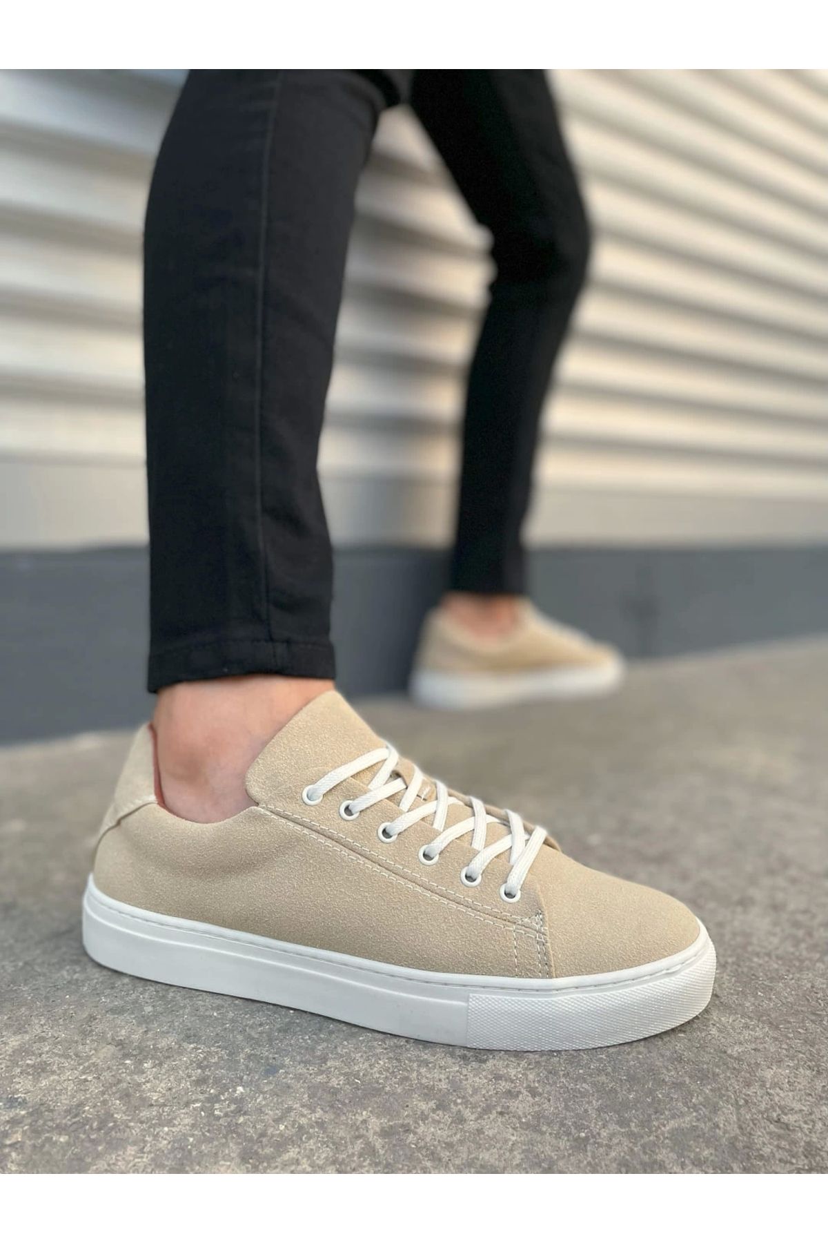 Joy Ayakkabı JY122 Mode Bağcıklı Süet Erkek Günlük Sneaker Ayakkabı SBT - Bej