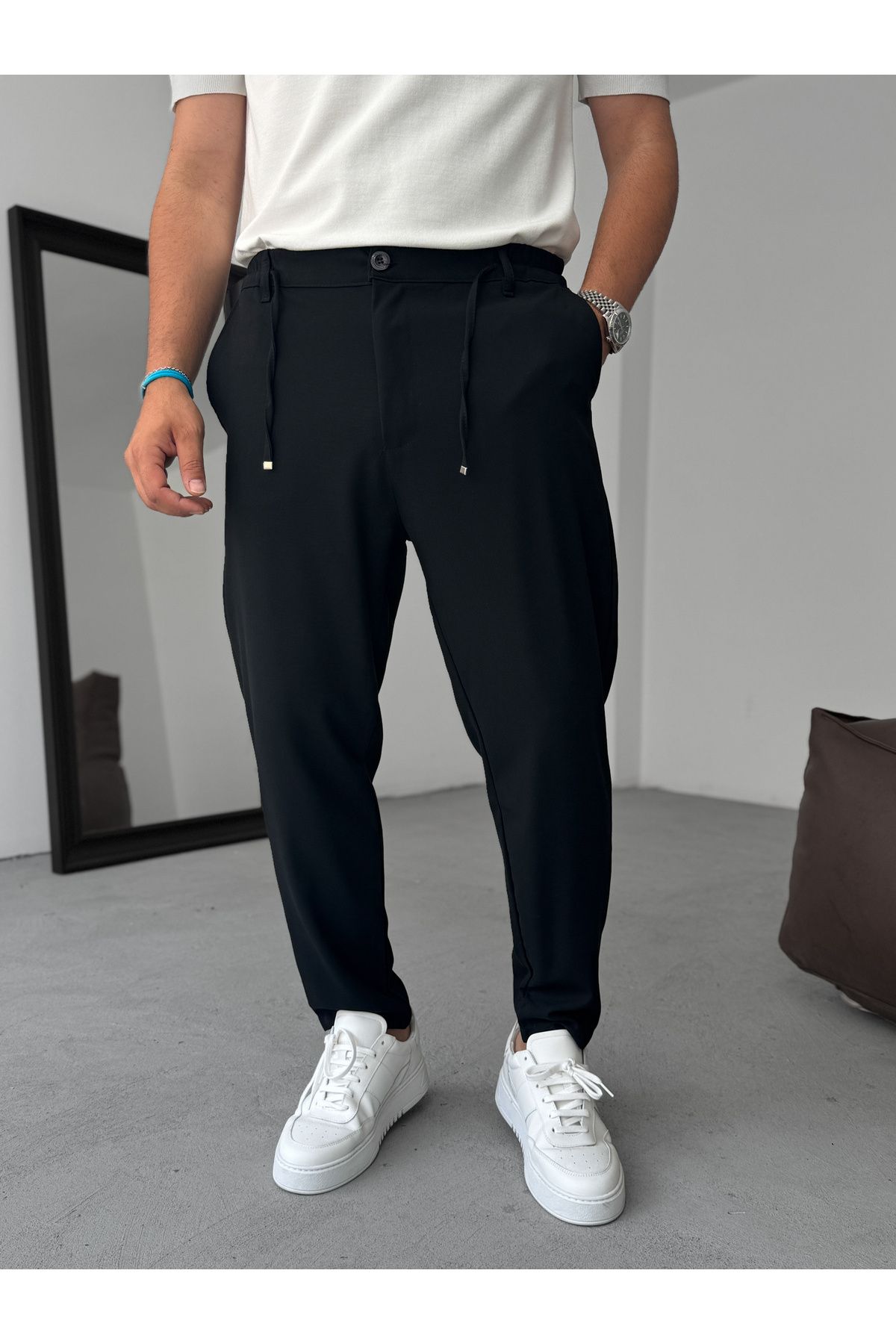 BYBASICMAN Siyah Relaxed Fit Kumaş Pantolon KE-1046