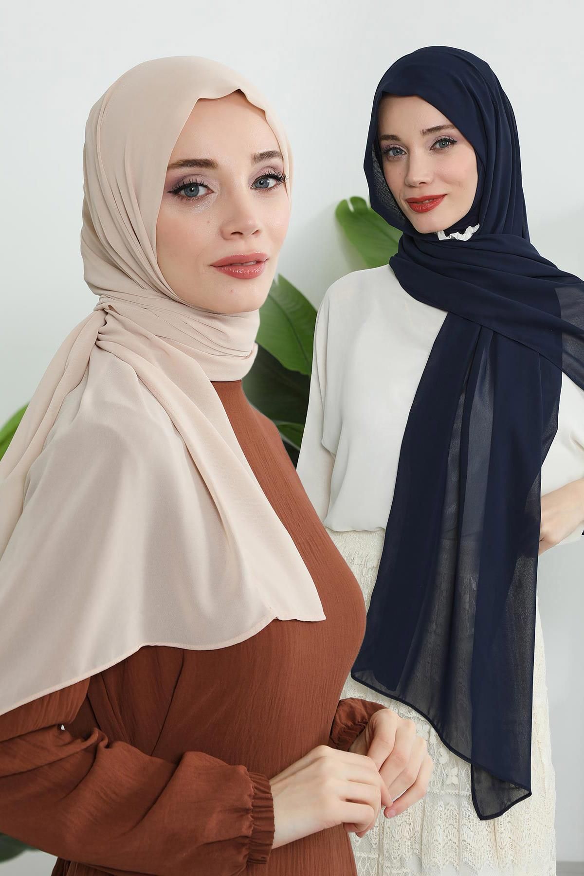 Aisha's Design 2'li Set Penye İç Boneli Şifon Şal,PS-46SET