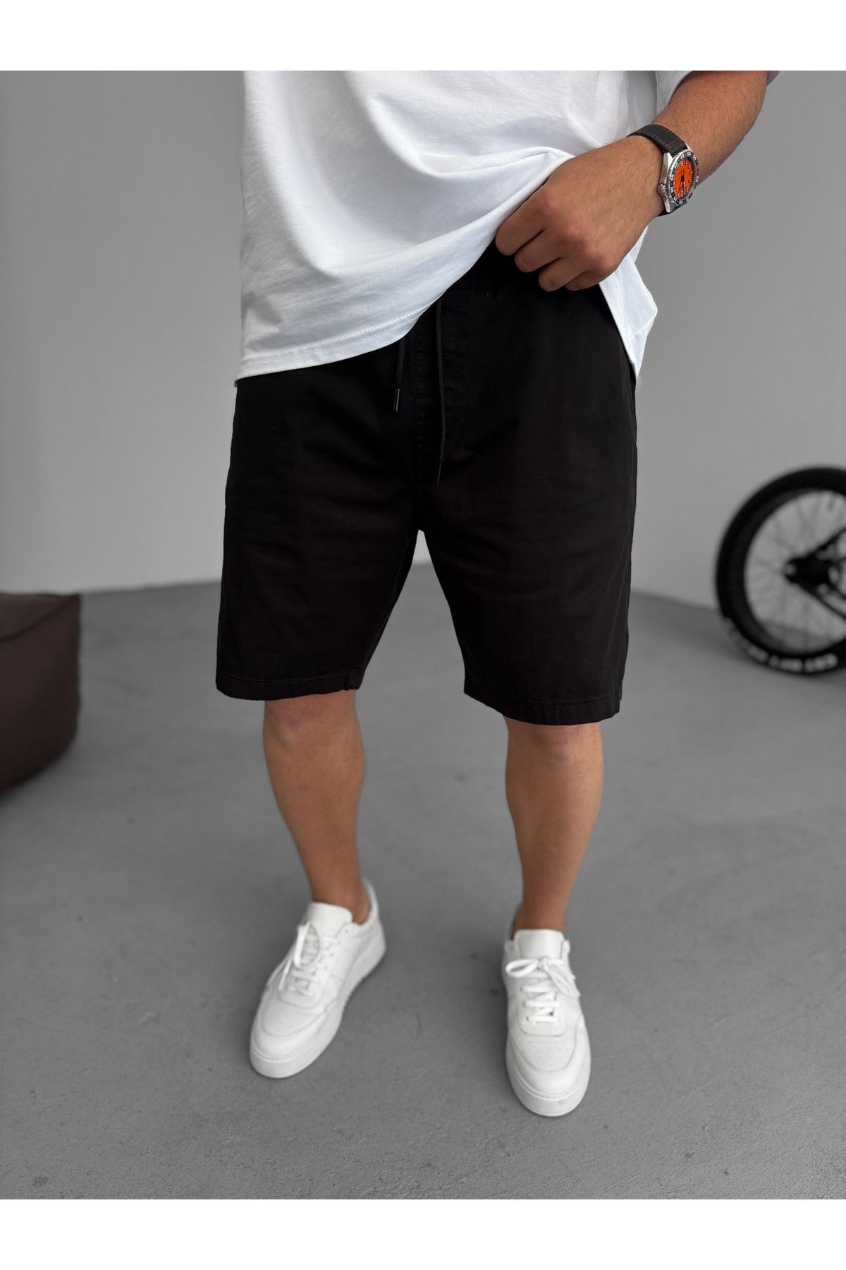 BYBASICMAN Siyah Gabardin İnce Basic Şort YP-5011/3023