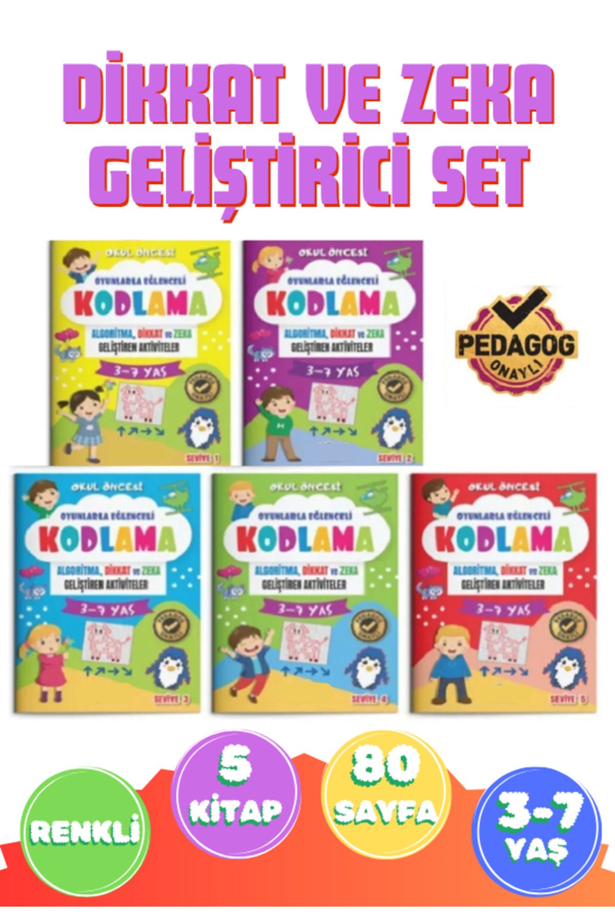 İhtiyacımVar Kodlama Etkinlik Çalışmaları 5'li Set Çocuklar Için Eğlenceli Etkinlik
