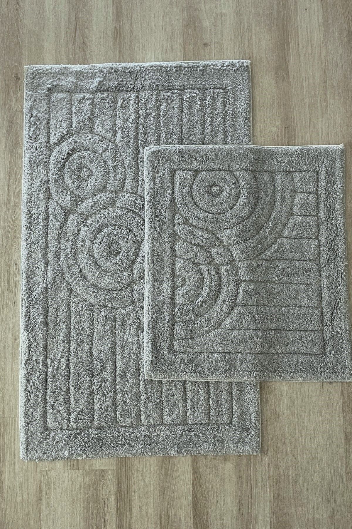 Zeria Home Pamuk Tafting Su Emici Yumuşak Dokulu Banyo Paspas Seti, Banyo Halısı 2 Li Set 60x100 - 50x60